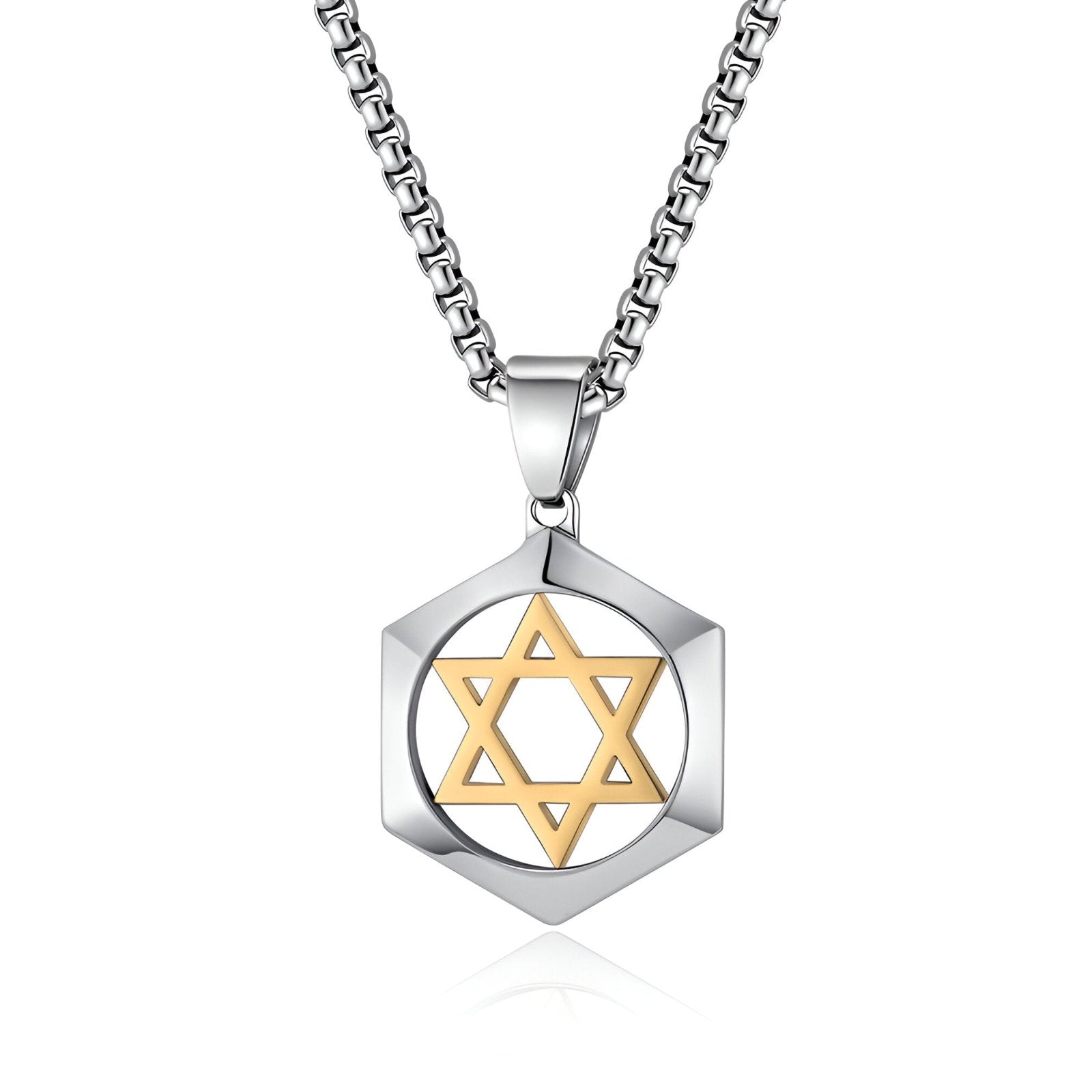 Collier pendentif étoile de David, en acier inoxydable 316L, unisexe, modèle Zion