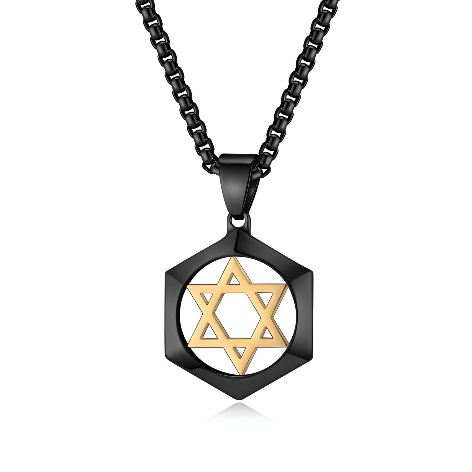 Collier pendentif étoile de David, en acier inoxydable 316L, unisexe, modèle Zion
