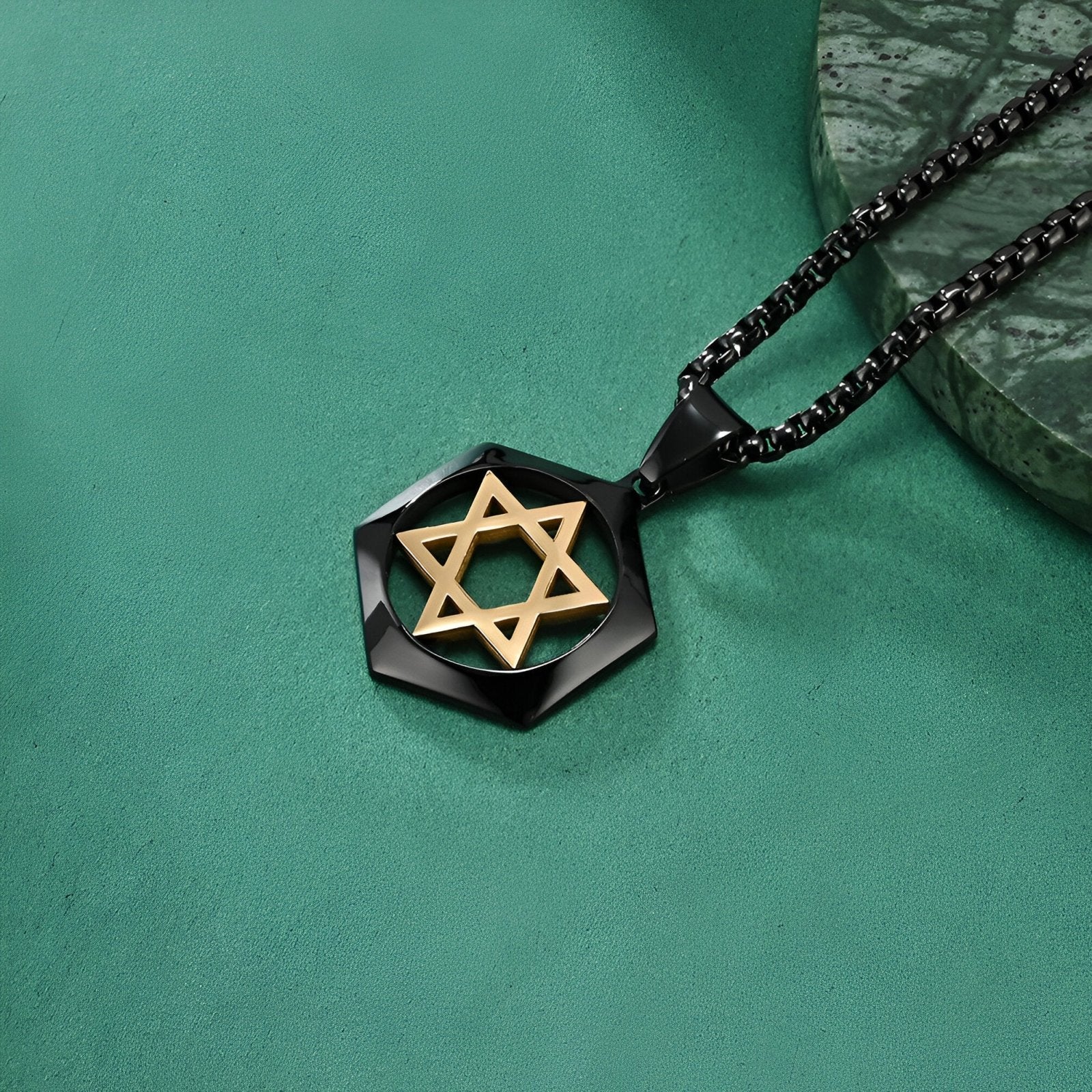 Collier pendentif étoile de David, en acier inoxydable 316L, unisexe, modèle Zion