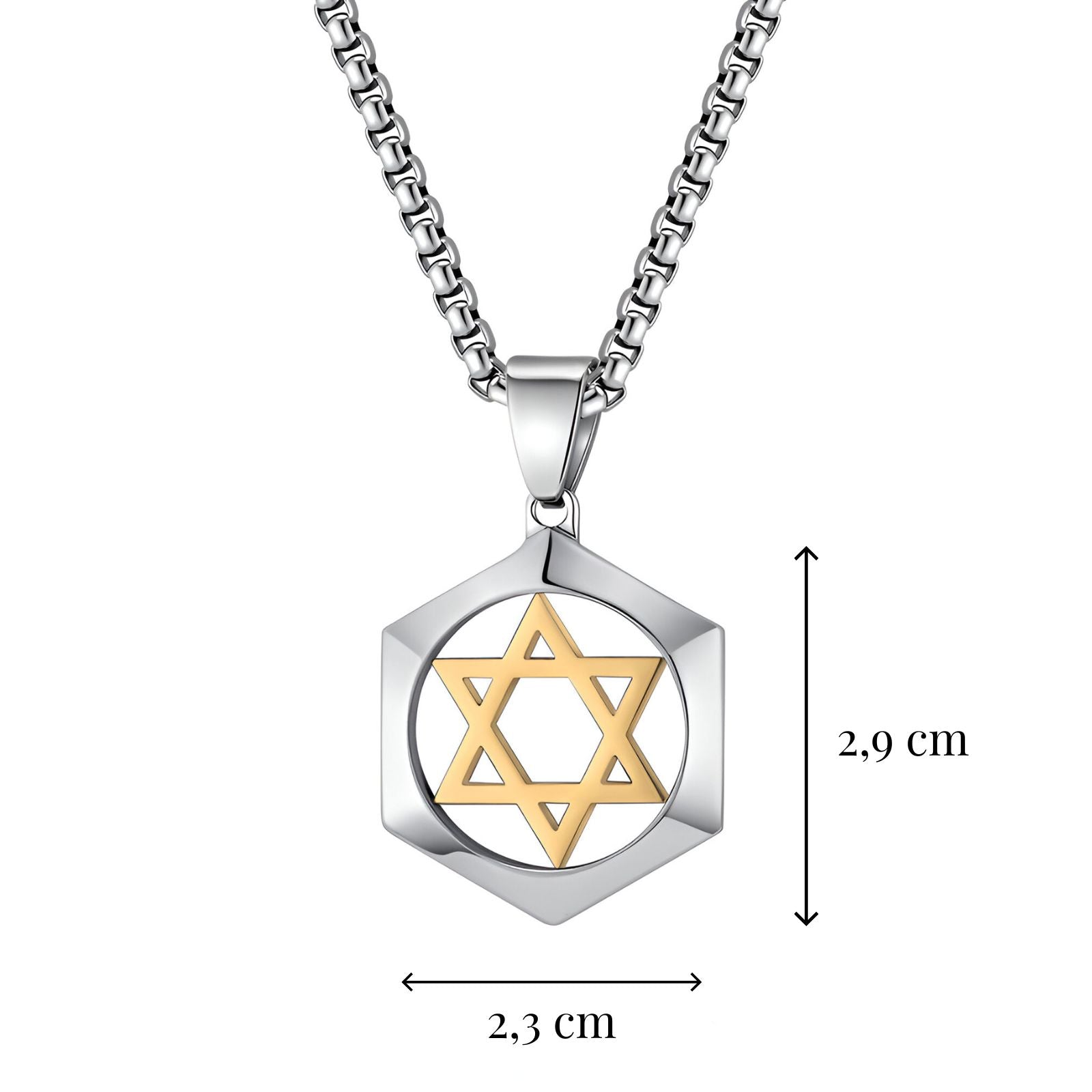 Collier pendentif étoile de David, en acier inoxydable 316L, unisexe, modèle Zion