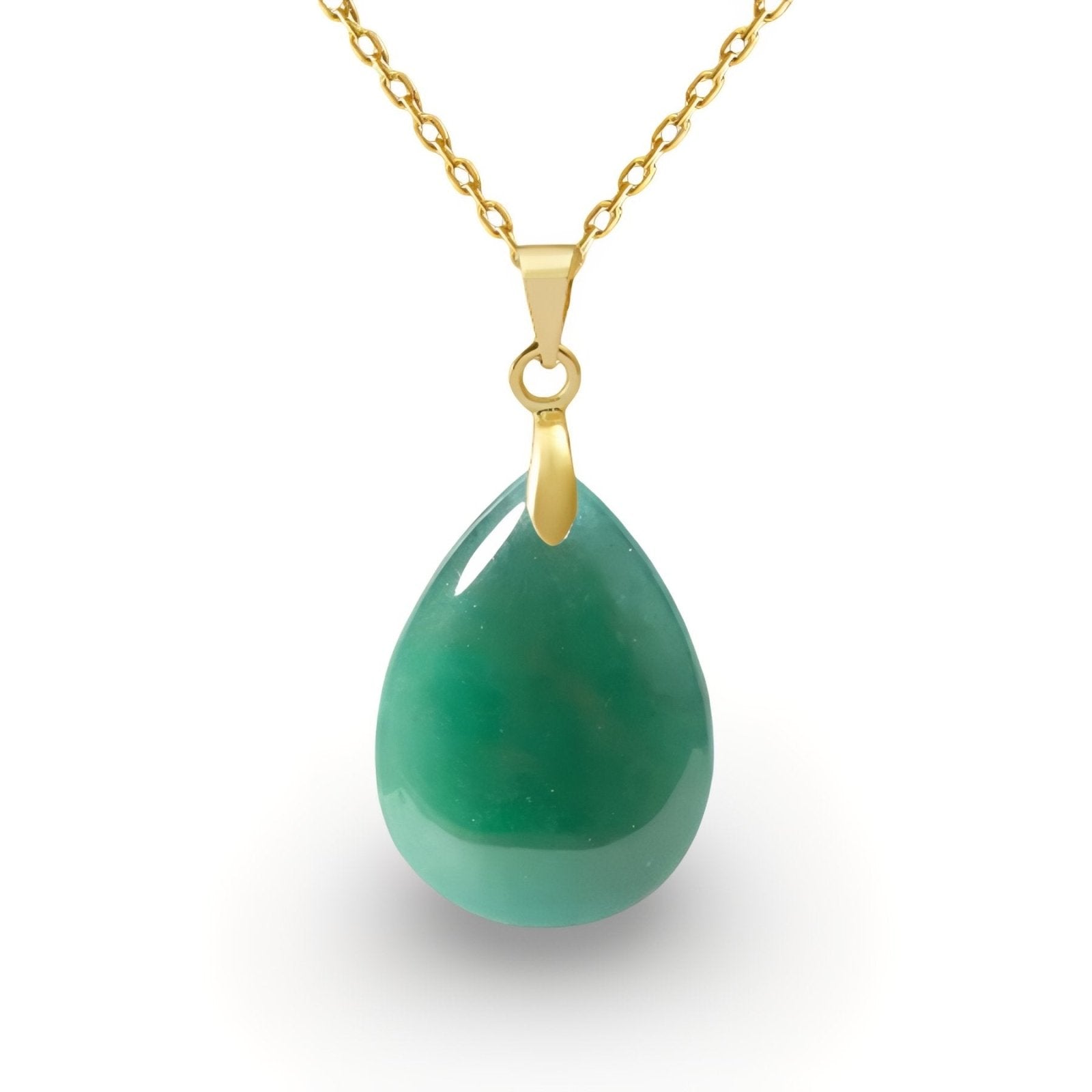 Collier pendentif goutte pour femme, en pierre naturelle aventurine, style bohème chic
