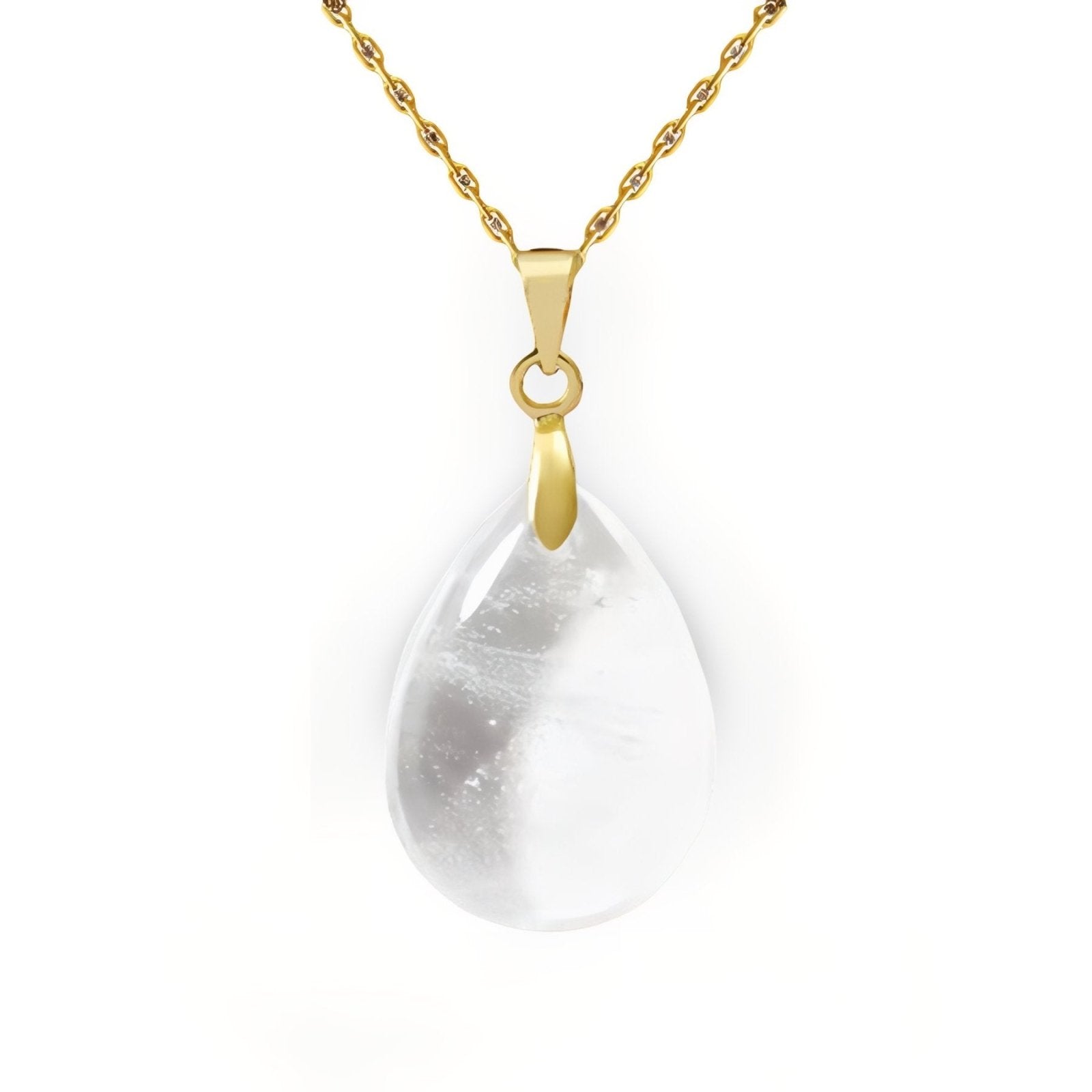 Collier pendentif goutte pour femme, en pierre naturelle cristal de roche, style bohème chic