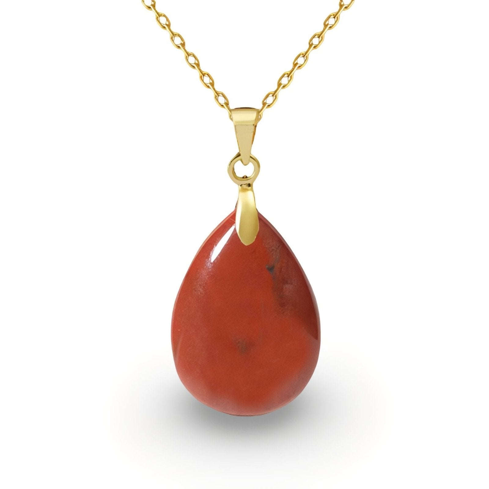 Collier pendentif goutte pour femme, en pierre naturelle jaspe rouge, style bohème chic