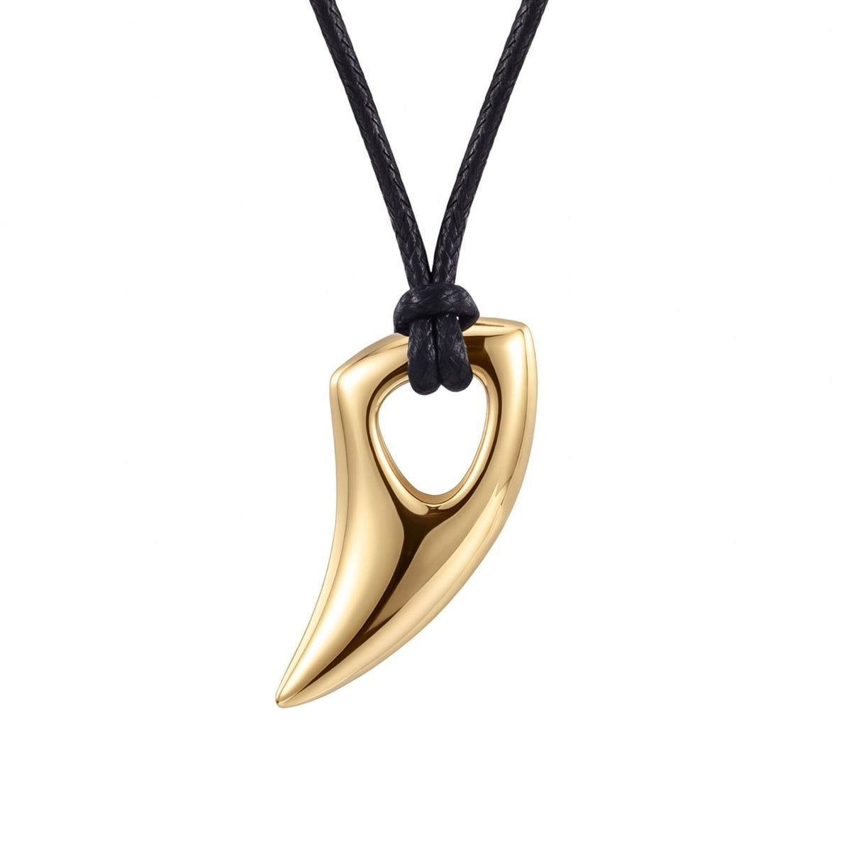 Collier pendentif griffe pour homme, en acier titane, avec cordon noir au style tribal