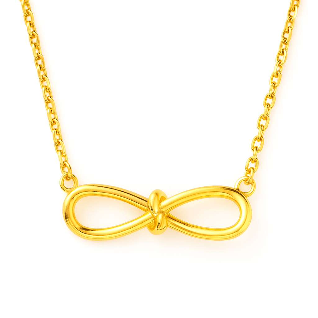 Collier pendentif infini noué doré, argent 925, style minimaliste chic, modèle Aziza