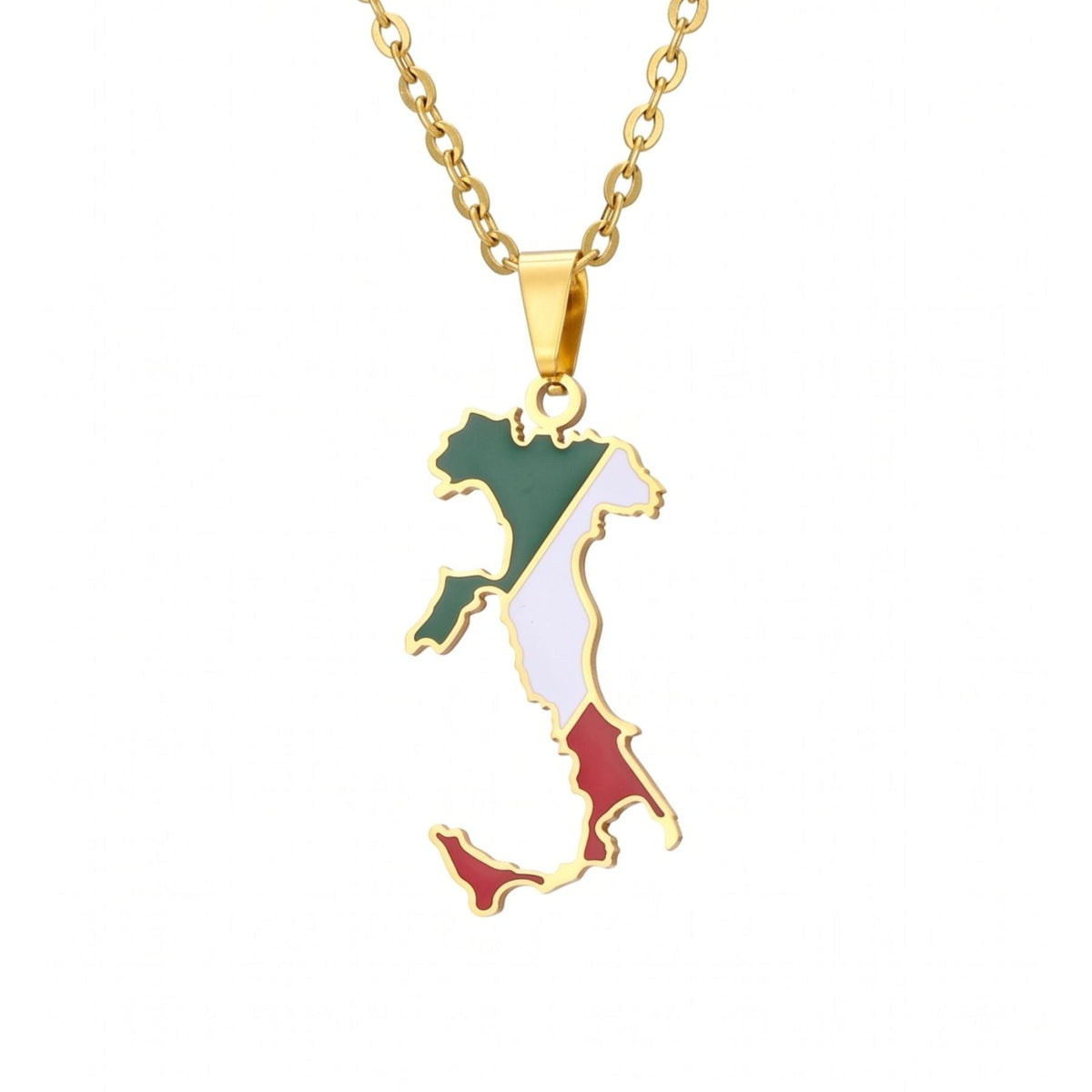 Collier pendentif Italie unisexe, en acier inoxydable, pendentif émaillé aux couleurs du drapeau italien