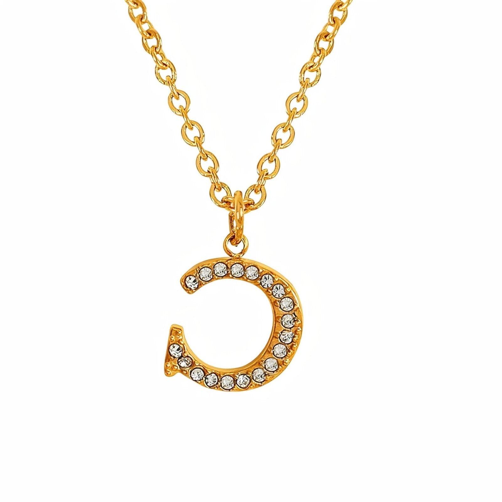 Collier pendentif lettre, plaqué or, zircons incrustés, bijoux tendance, modèle Andrea