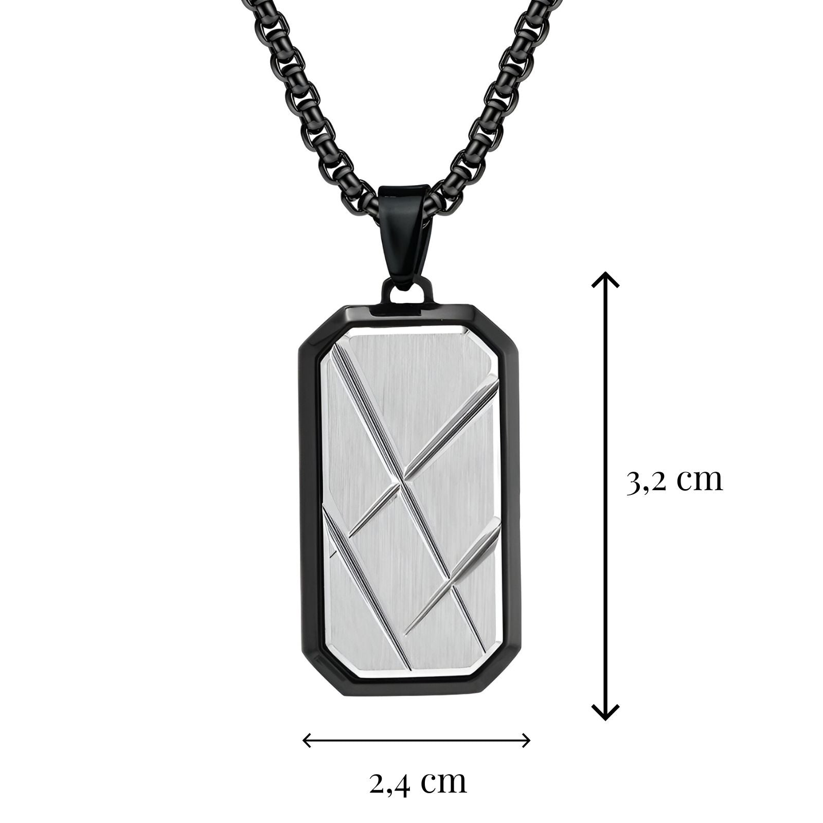 Collier pendentif militaire contemporain et tendance, design géométrique, pour homme, modèle Stryker