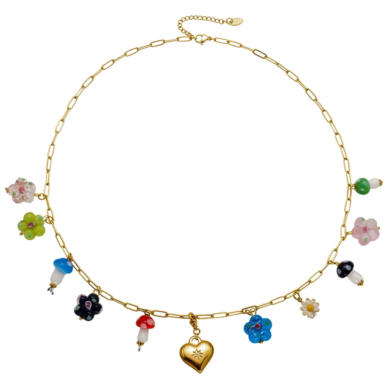 Collier pendentif multicolores pour femme, avec résine, en acier inoxydable