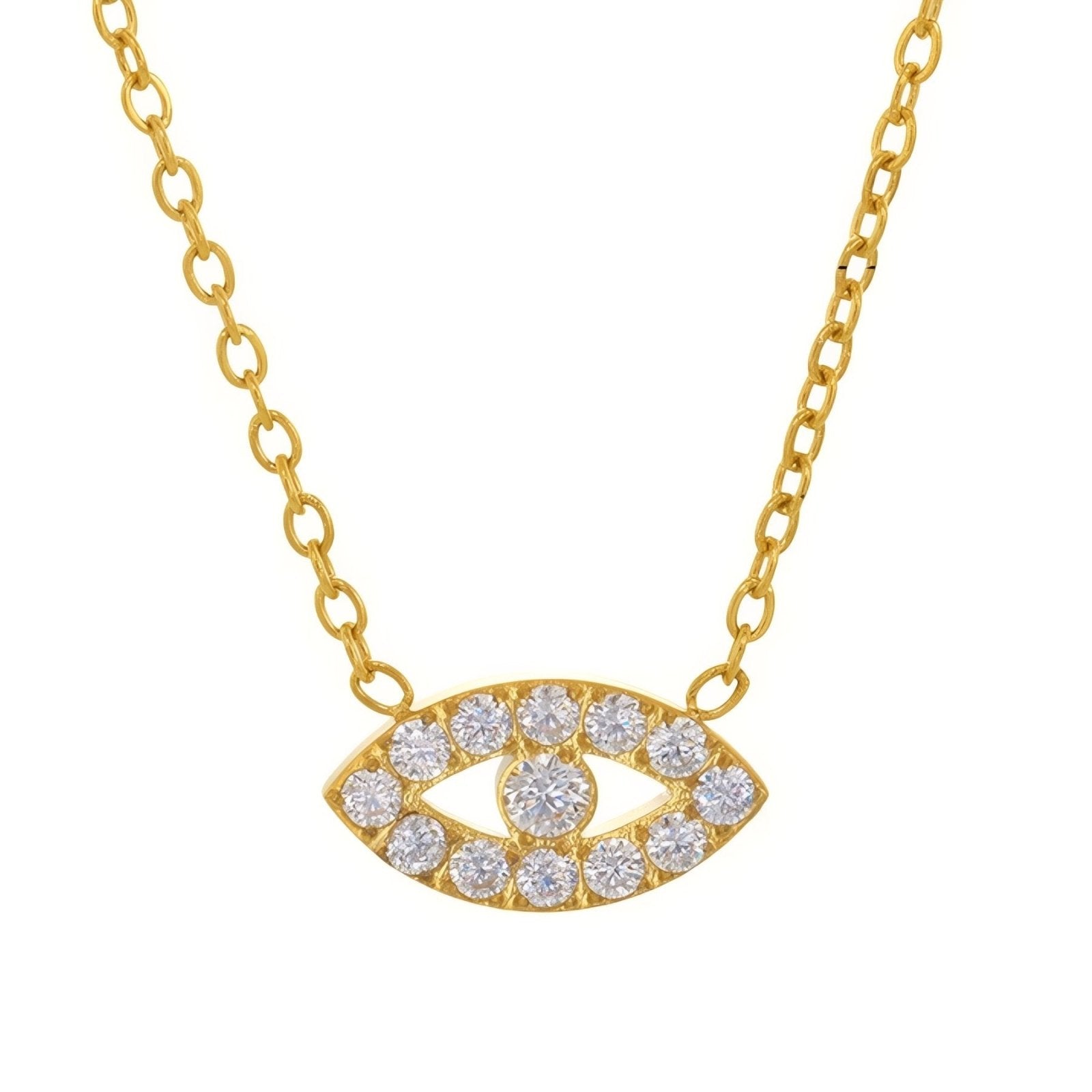 Collier pendentif œil pour femme, avec zircon, en acier inoxydable