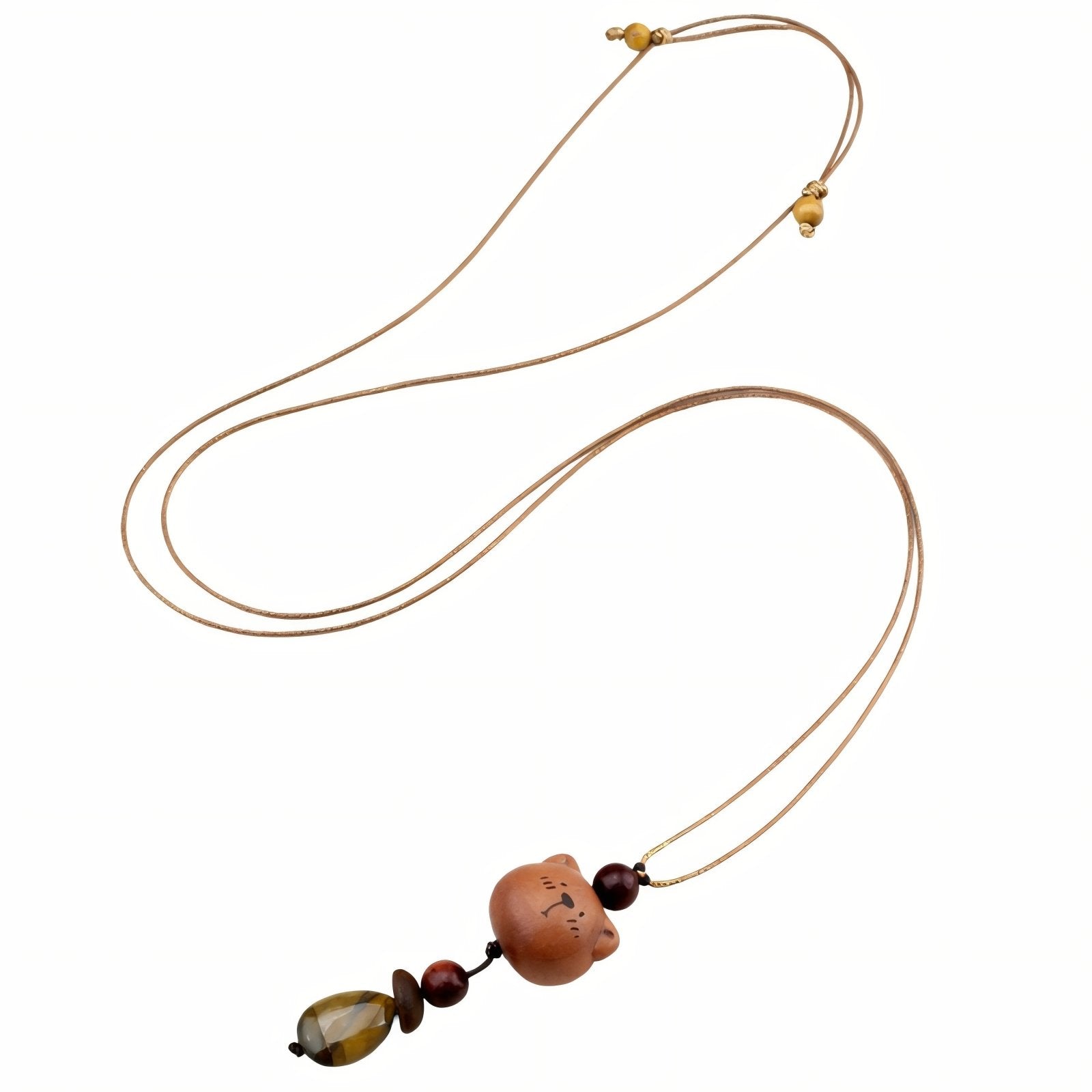 Collier pendentif ourson, chien, chat ou étoile en bois naturel, avec perles en bois et cordon ajustable