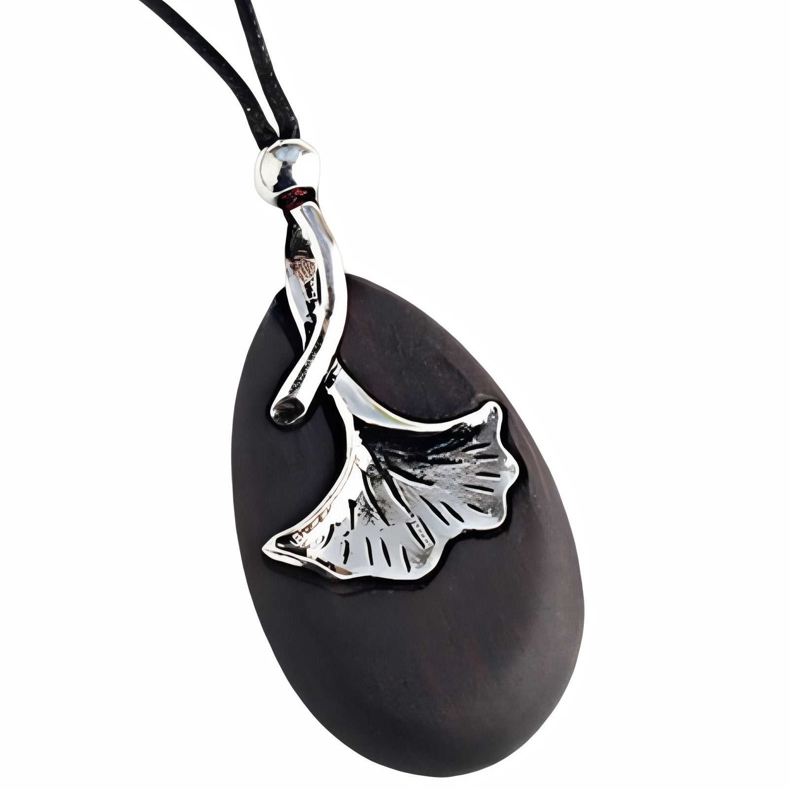 Collier pendentif ovale en bois d’ébène noir pour femme, avec alliage métallique, style bohème