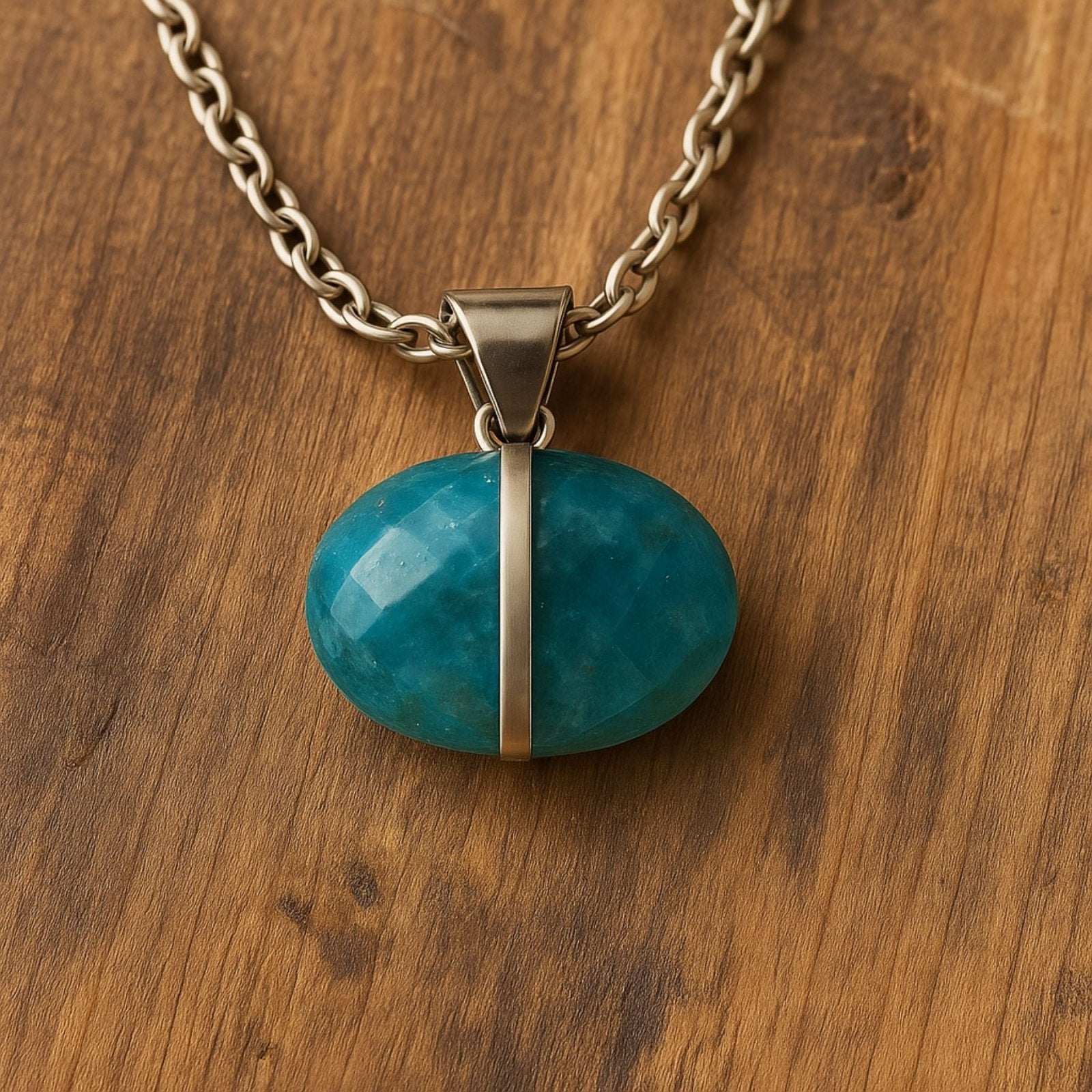 Collier pendentif ovale en pierre naturelle facettée, monture argentée, bijou moderne pour femme, modèle Zohra