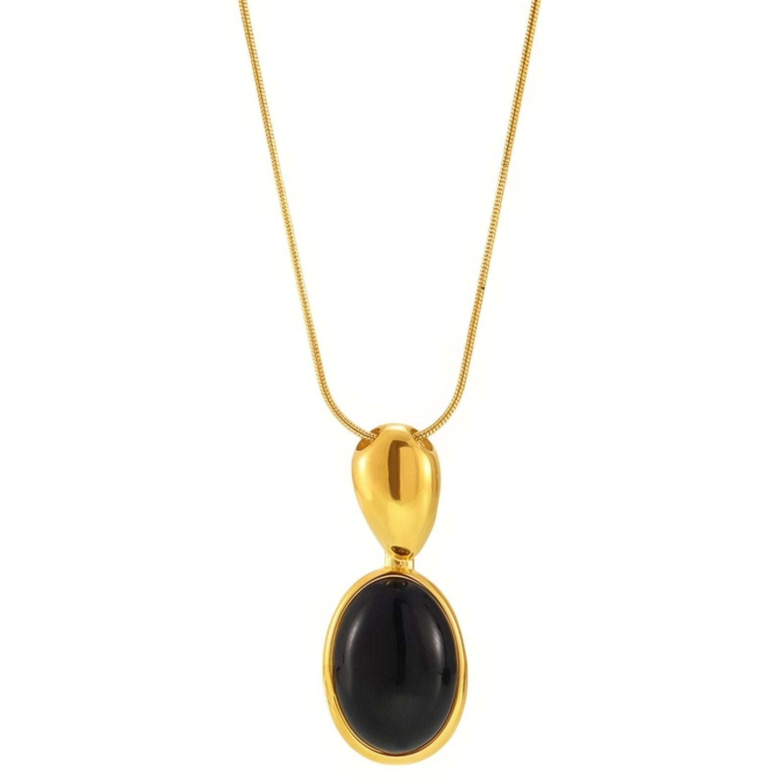 Collier pendentif ovale pour femme, avec pierre naturelle, agate et œil de tigre, en acier inoxydable