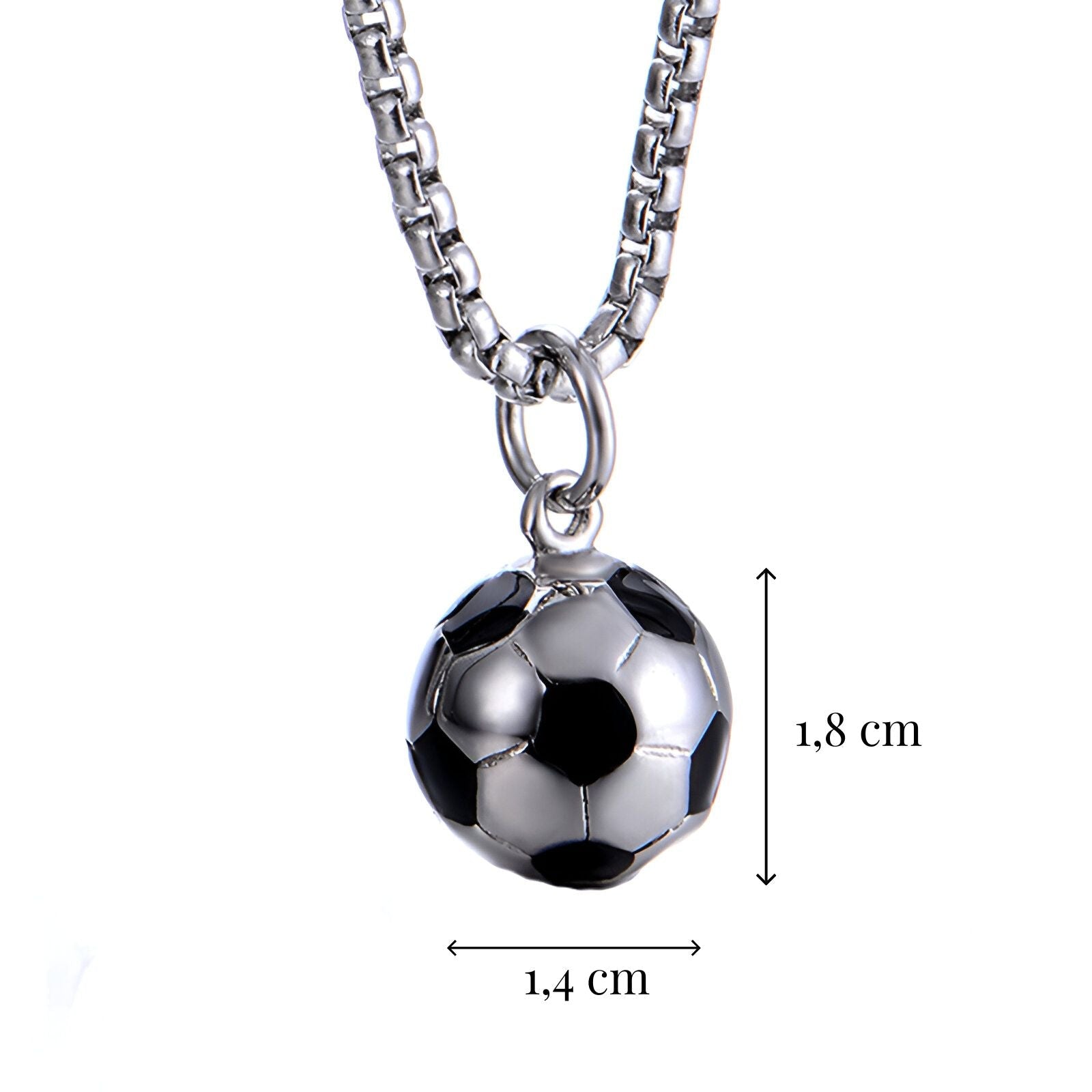 Collier pendentif pendentif ballon de football en acier inoxydable, couleur or ou argent, pour homme, modèle Soka
