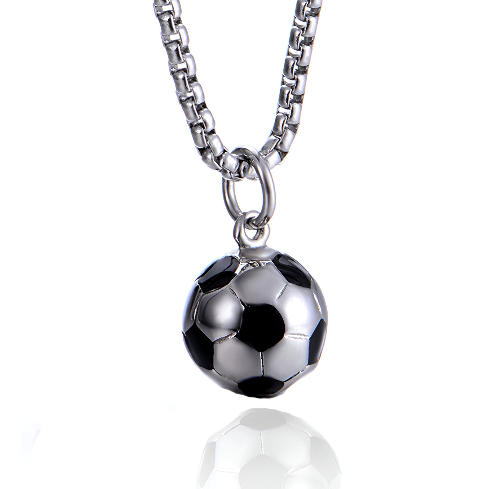 Collier pendentif pendentif ballon de football en acier inoxydable, couleur or ou argent, pour homme, modèle Soka