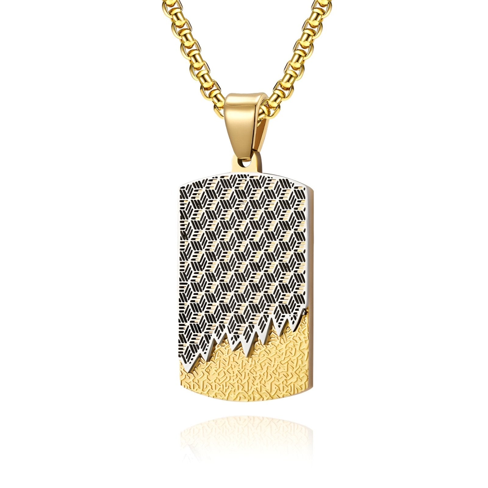 Collier pendentif plaque géométrique bicolore en acier inoxydable, modèle Colton