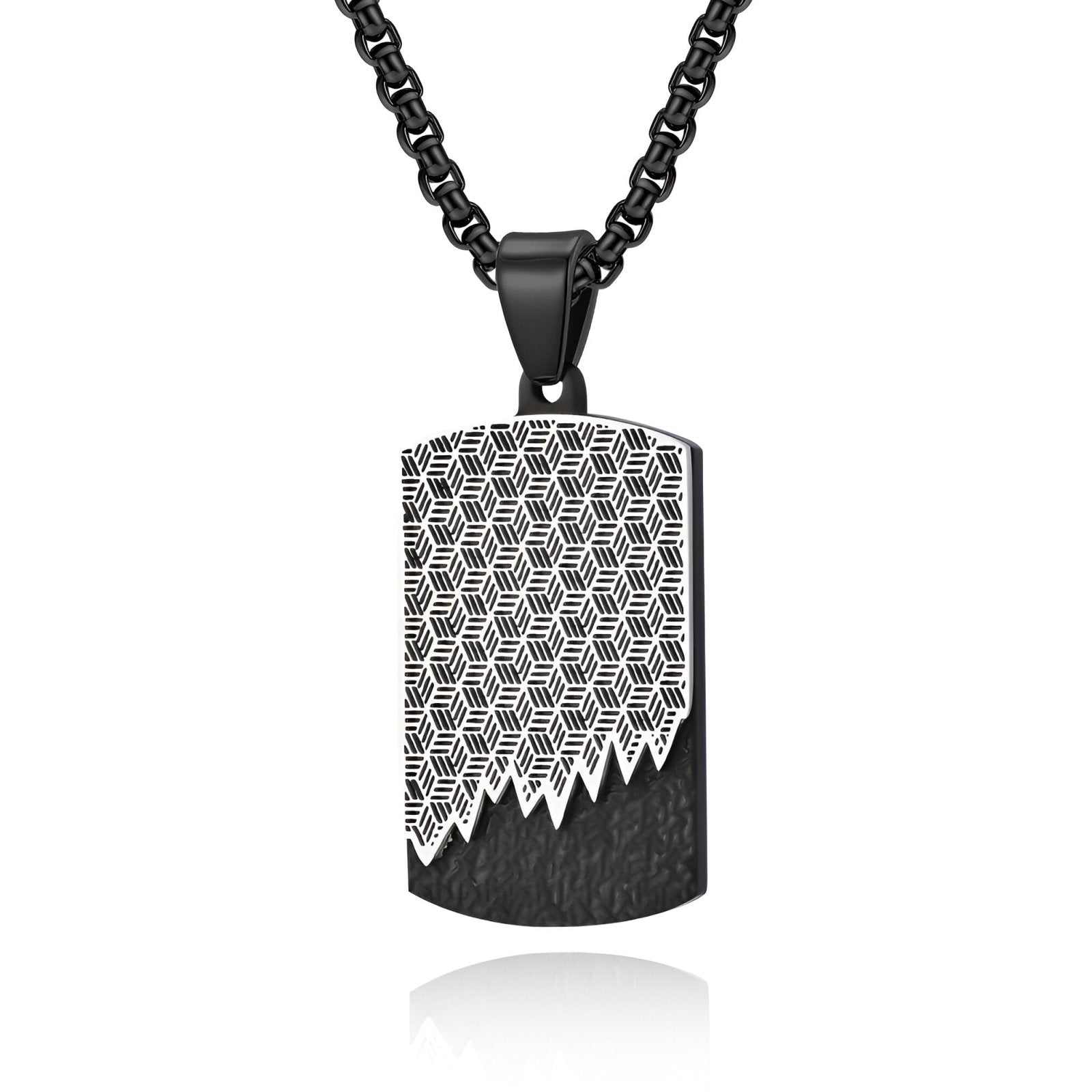 Collier pendentif plaque géométrique bicolore en acier inoxydable, modèle Colton