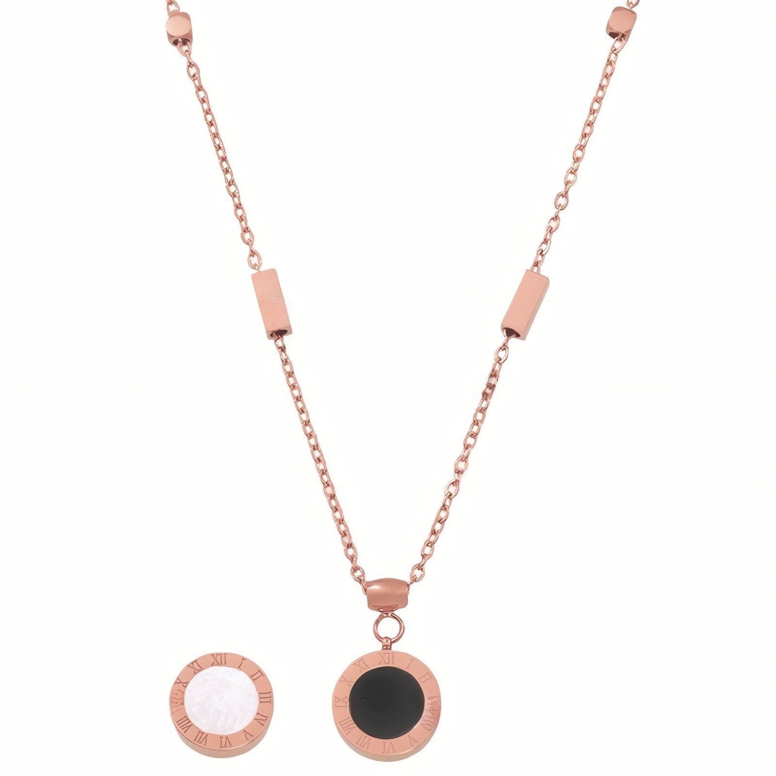 Collier pendentif réversible pour femme, avec acrylique, en acier inoxydable