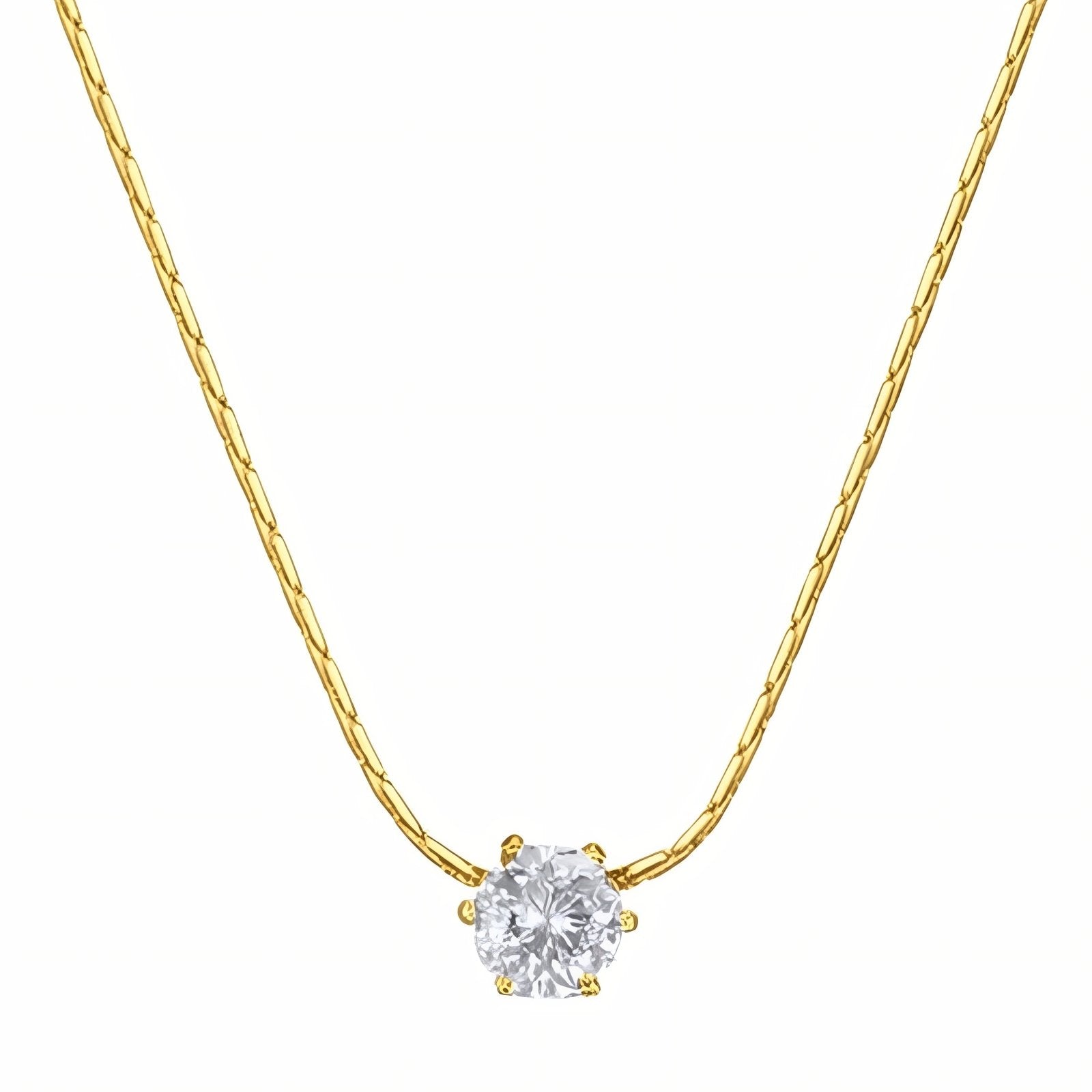 Collier pendentif solitaire pour femme, avec zircon , en acier inoxydable, style minimaliste