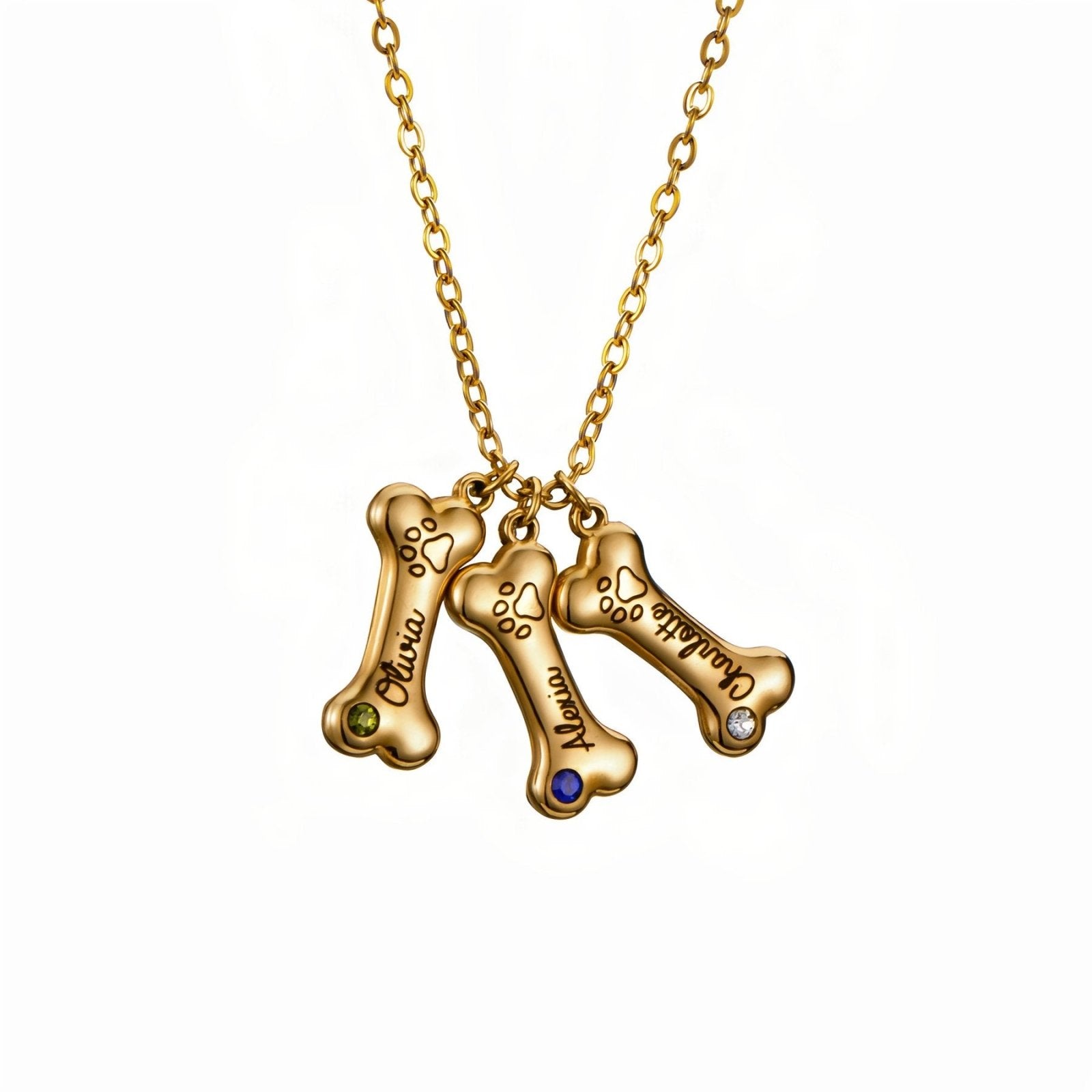 Collier personnalisable en forme d'os, en acier inoxydable, pour amoureux des chiens, modèle Paws