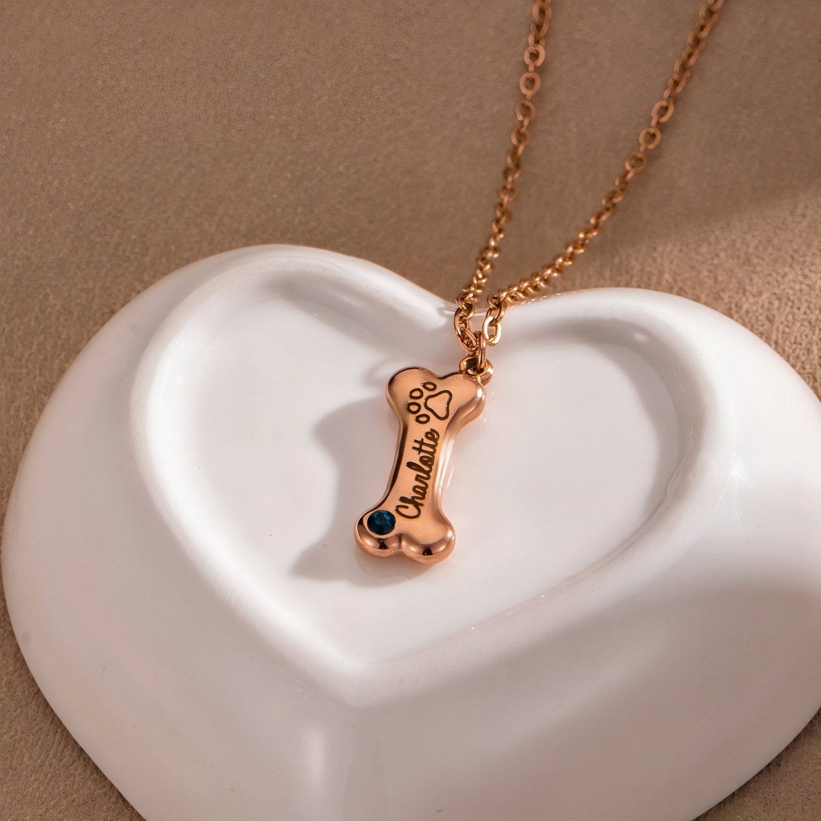 Collier personnalisable en forme d'os, en acier inoxydable, pour amoureux des chiens, modèle Paws