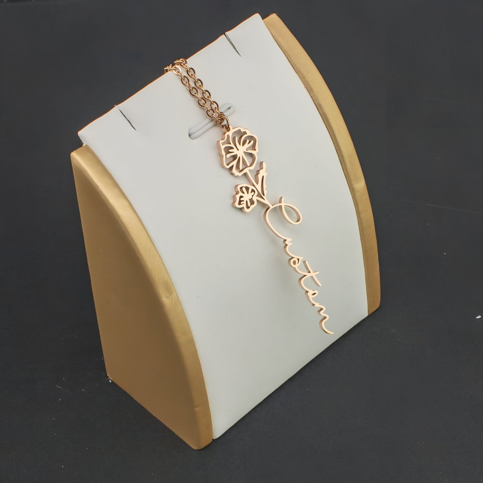 Collier personnalisable, pendentif fleur, acier inoxydable 18K, modèle Magnolia