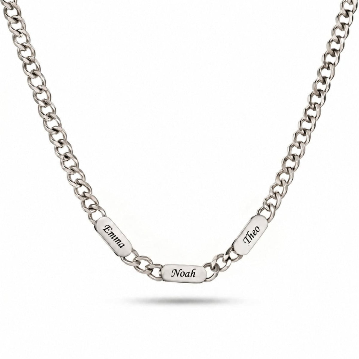 Collier personnalisé pour homme, plaquette ovale gravée avec prénom, en acier inoxydable 316L