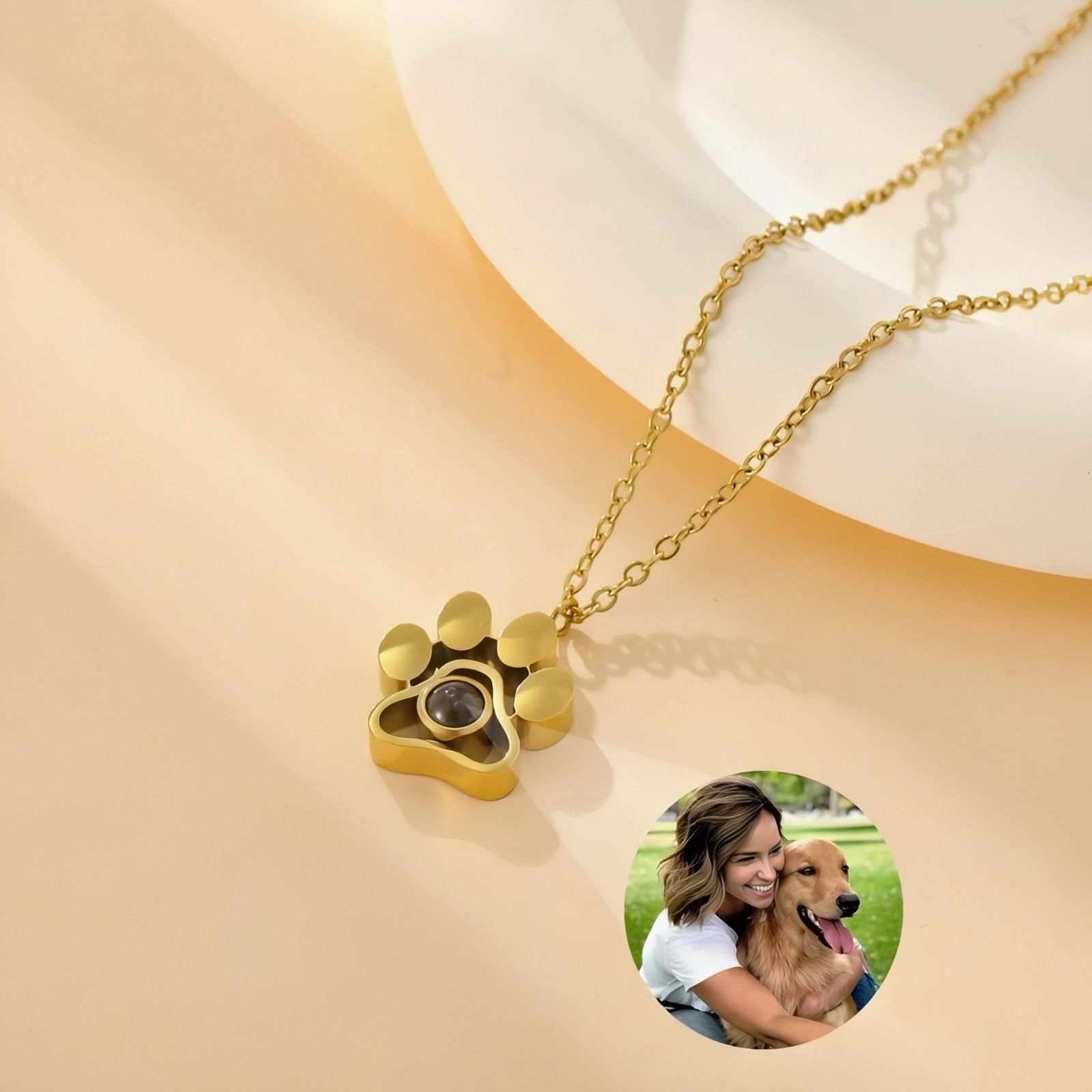 Collier photo animal de compagnie, pendentif en forme de patte, acier inoxydable, modèle Puppy