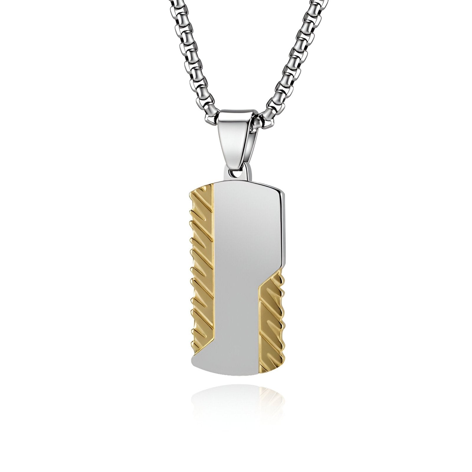 Collier plaque militaire style urbain, pendentif rectangle acier inoxydable, modèle Tucker
