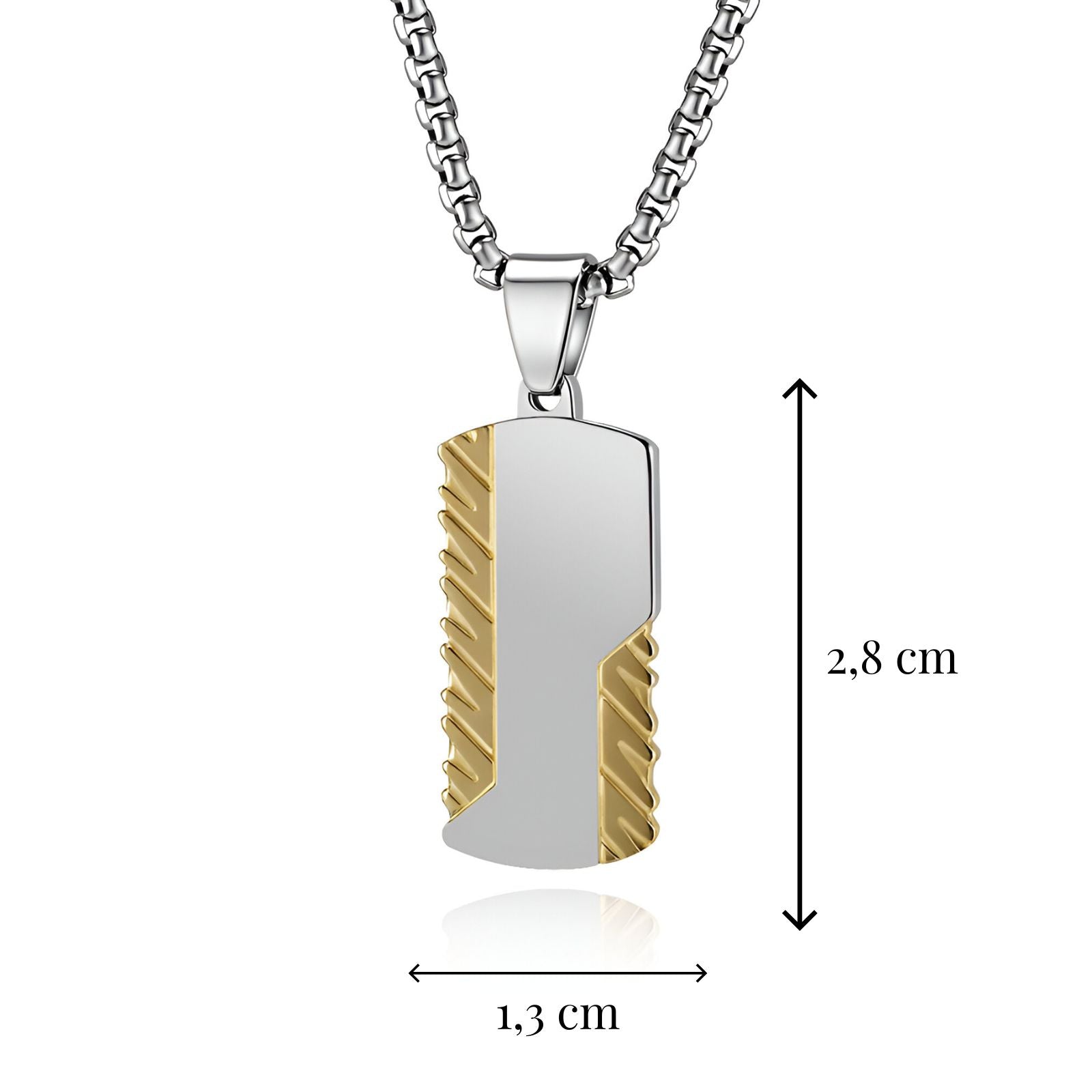 Collier plaque militaire style urbain, pendentif rectangle acier inoxydable, modèle Tucker
