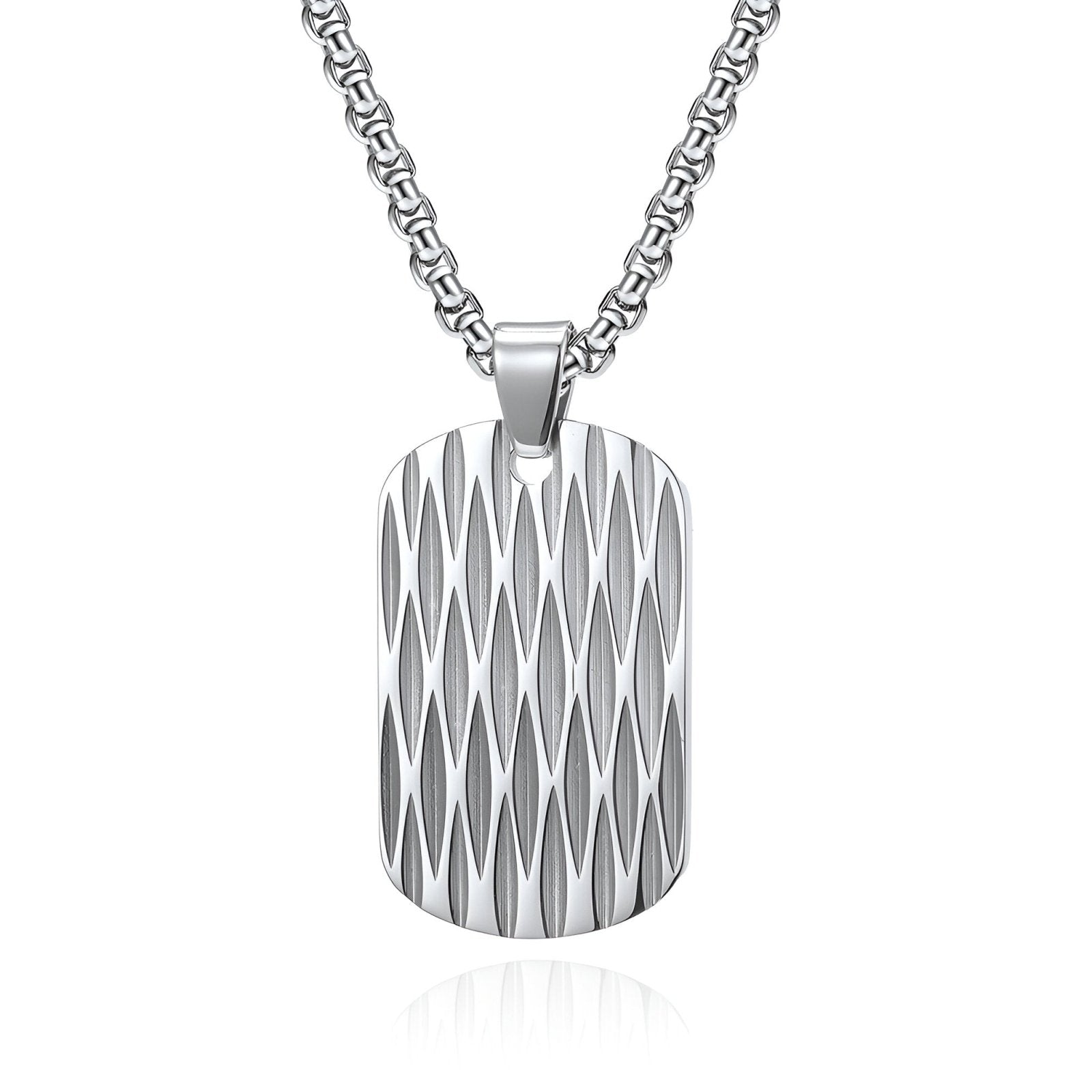 Collier plaque militaire texturée en acier inoxydable, modèle Walker