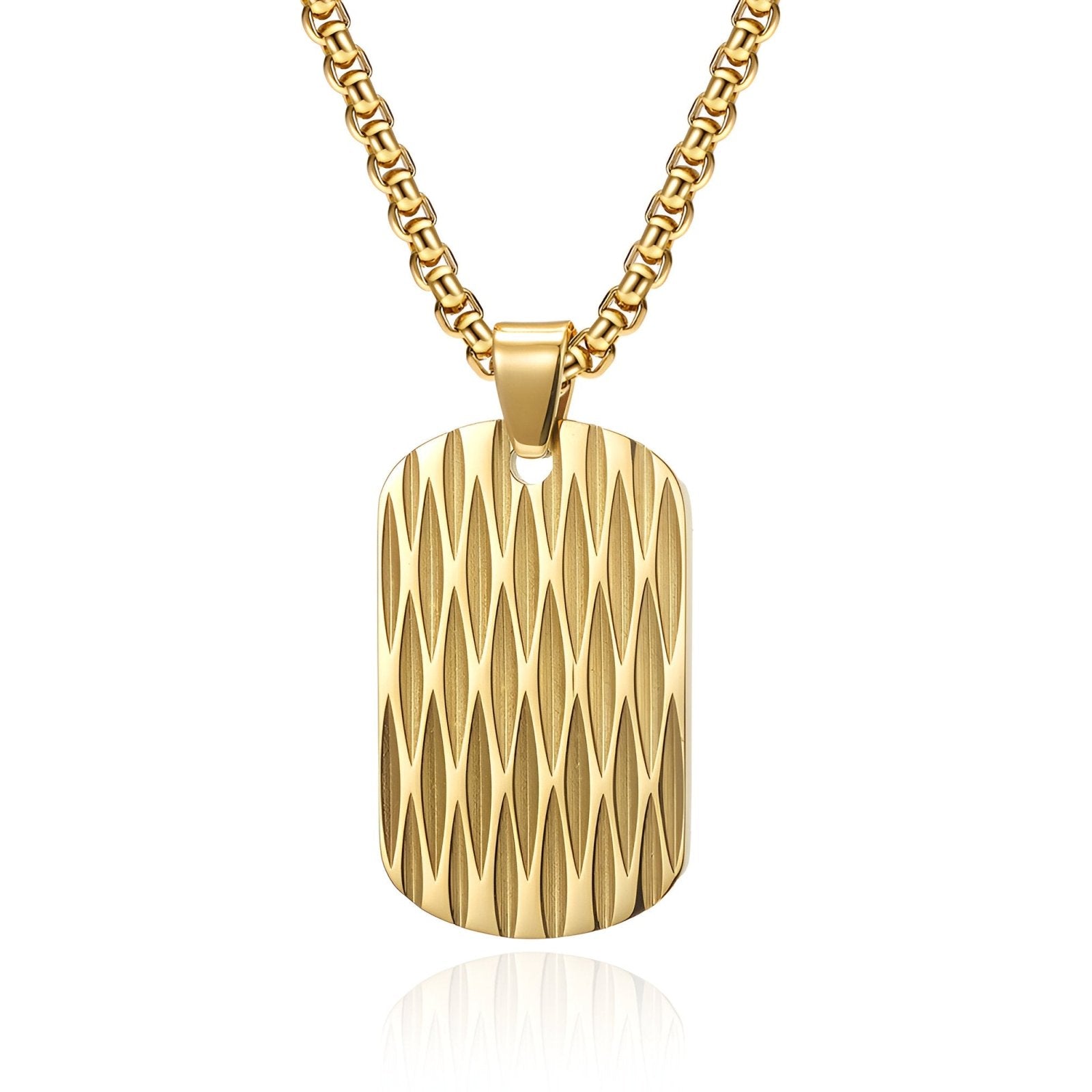 Collier plaque militaire texturée en acier inoxydable, modèle Walker