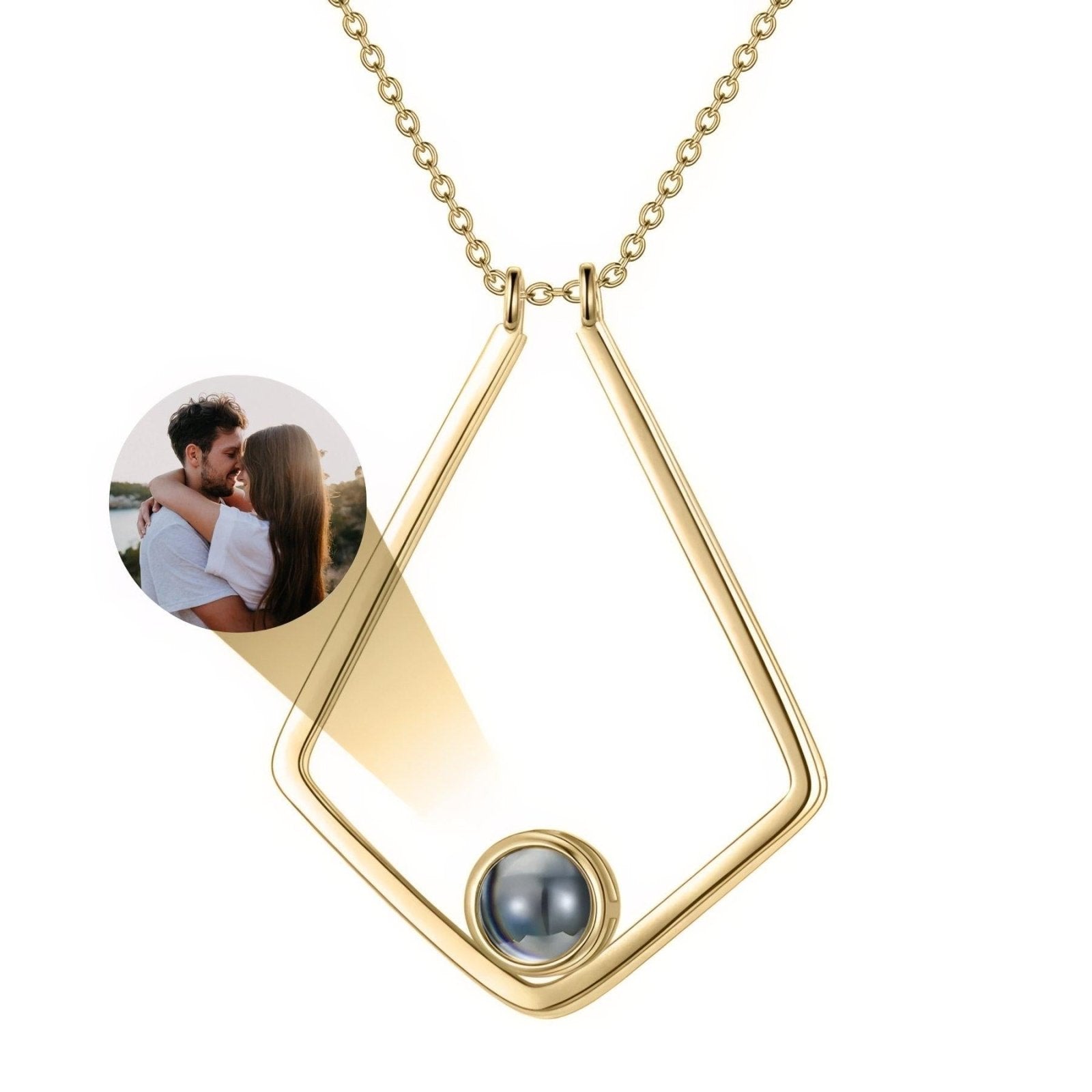 Collier porte bague pour femme, avec pendentif personnalisable avec photo projetée, en acier inoxydable