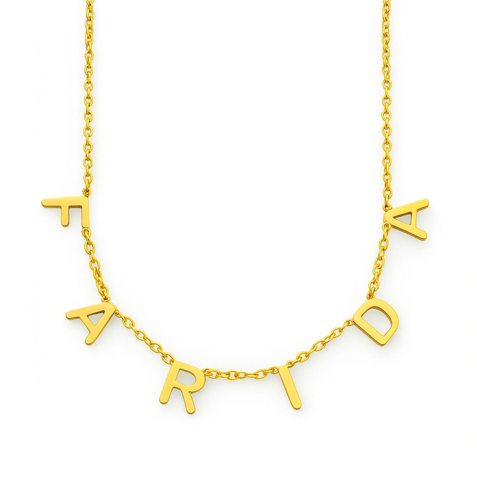 Collier prénom personnalisé, lettres suspendues en acier inoxydable, modèle Adeline