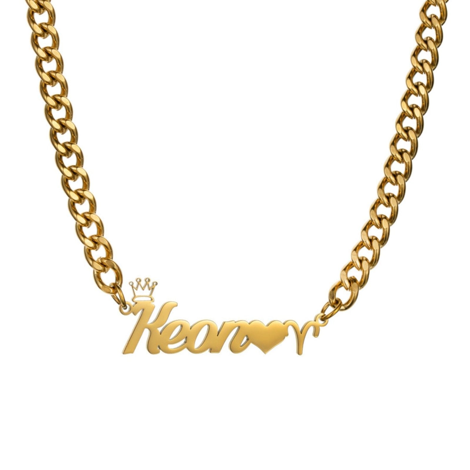 Collier prénom personnalisé pour homme, couronne et signe astrologique, en acier inoxydable