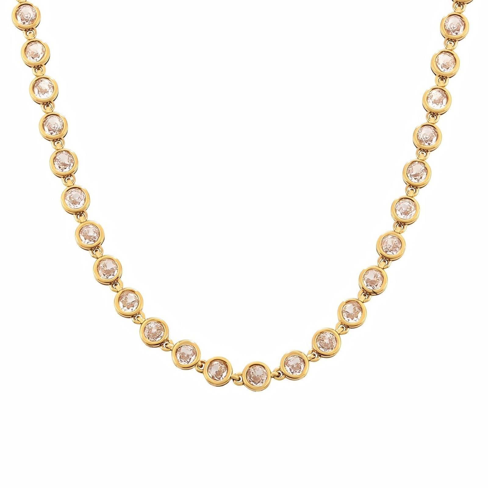 Collier ras - de - cou glamour pour femme, maille sertie avec zircon, en acier inoxydable