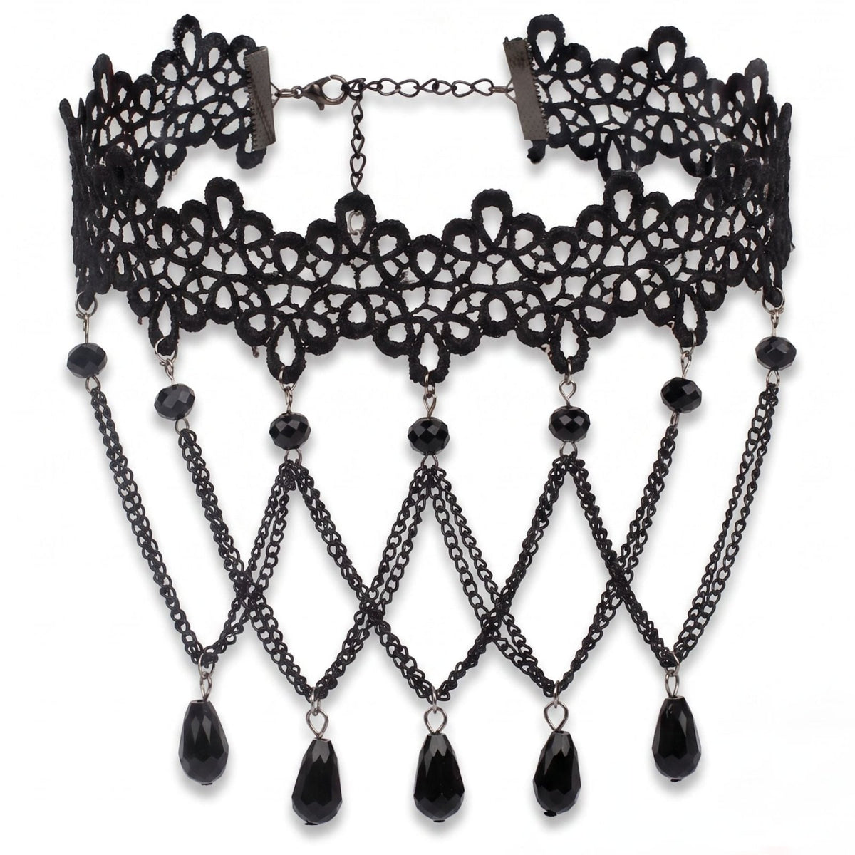 Collier ras de cou gothique victorien pour femme, en dentelle noire