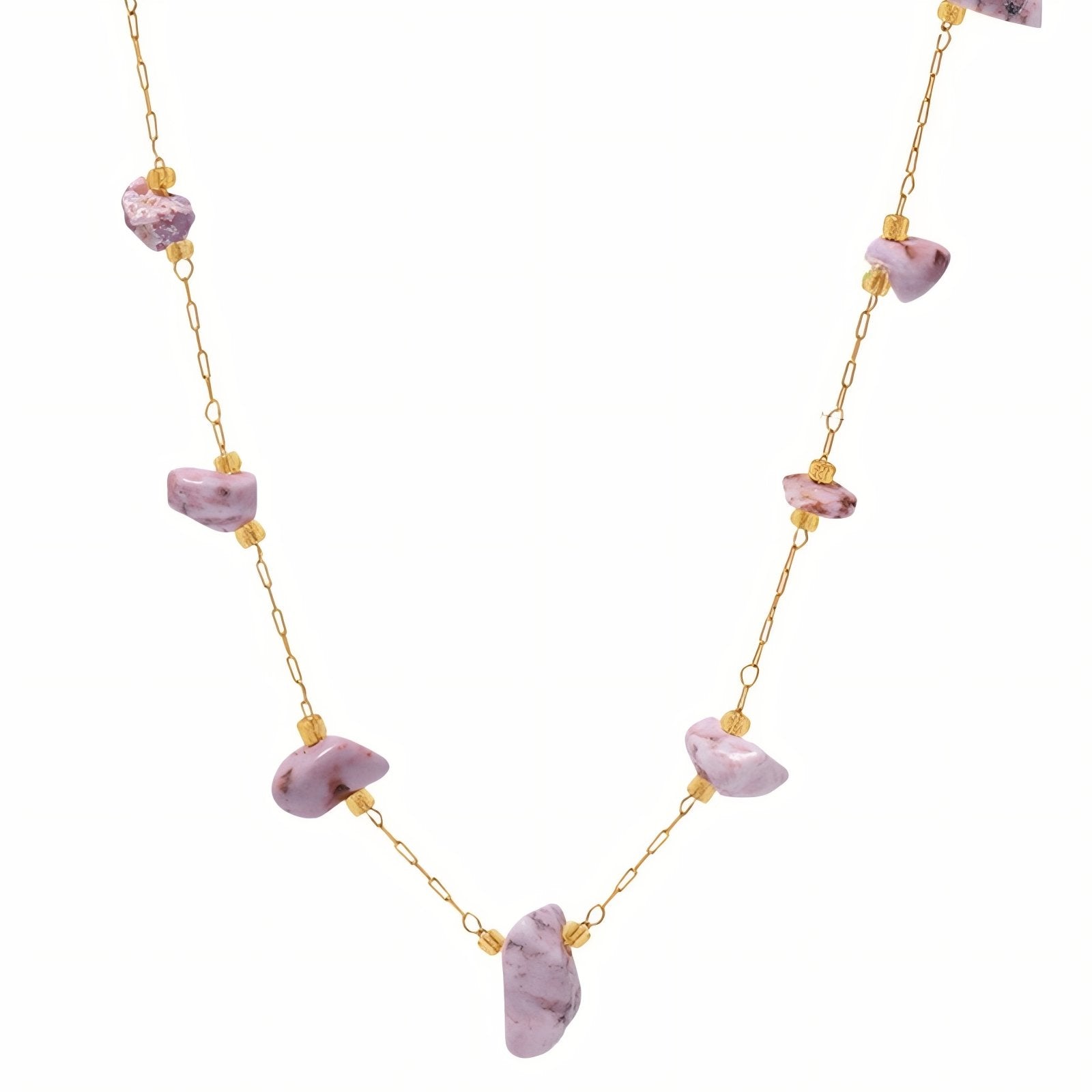 Collier ras - du - cou pour femme, avec pierres naturelles, en acier inoxydable, style bohème