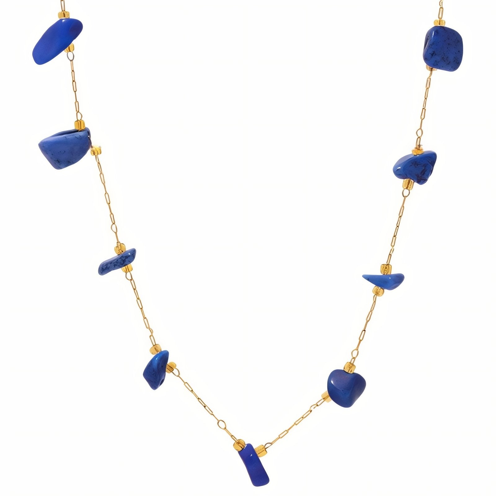 Collier ras - du - cou pour femme, avec pierres naturelles multicolores, en acier inoxydable