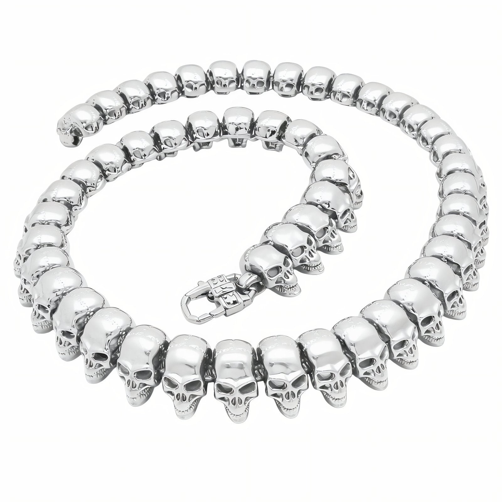 Collier rock pour homme, chaîne ornée de têtes de mort, en acier inoxydable