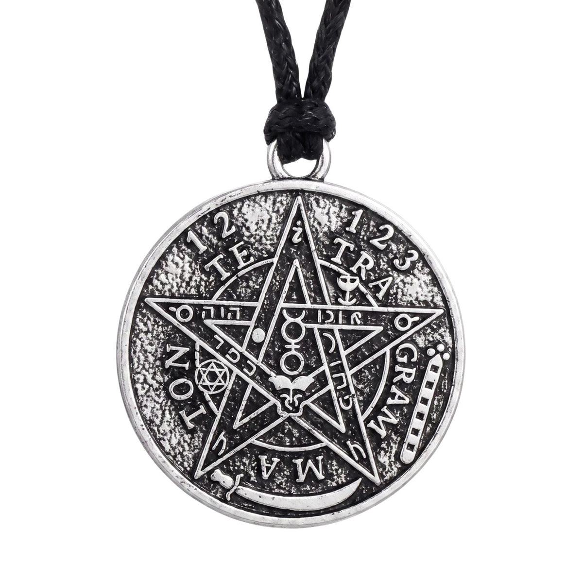 Collier satanique pentagramme pour homme, en alliage de zinc argent, style mystique