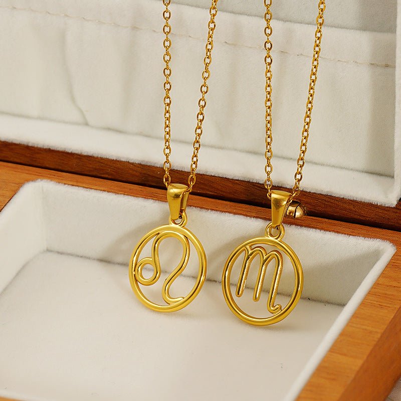 Collier signe astrologique femme, pendentif zodiaque en acier inoxydable plaqué or, style minimaliste