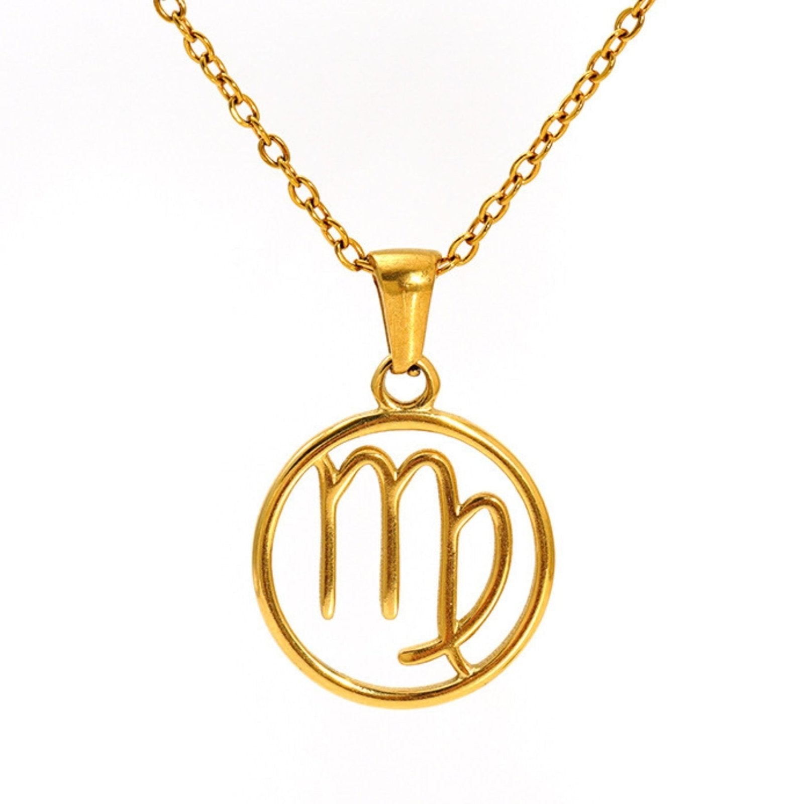 Collier signe astrologique femme, pendentif zodiaque en acier inoxydable plaqué or, style minimaliste
