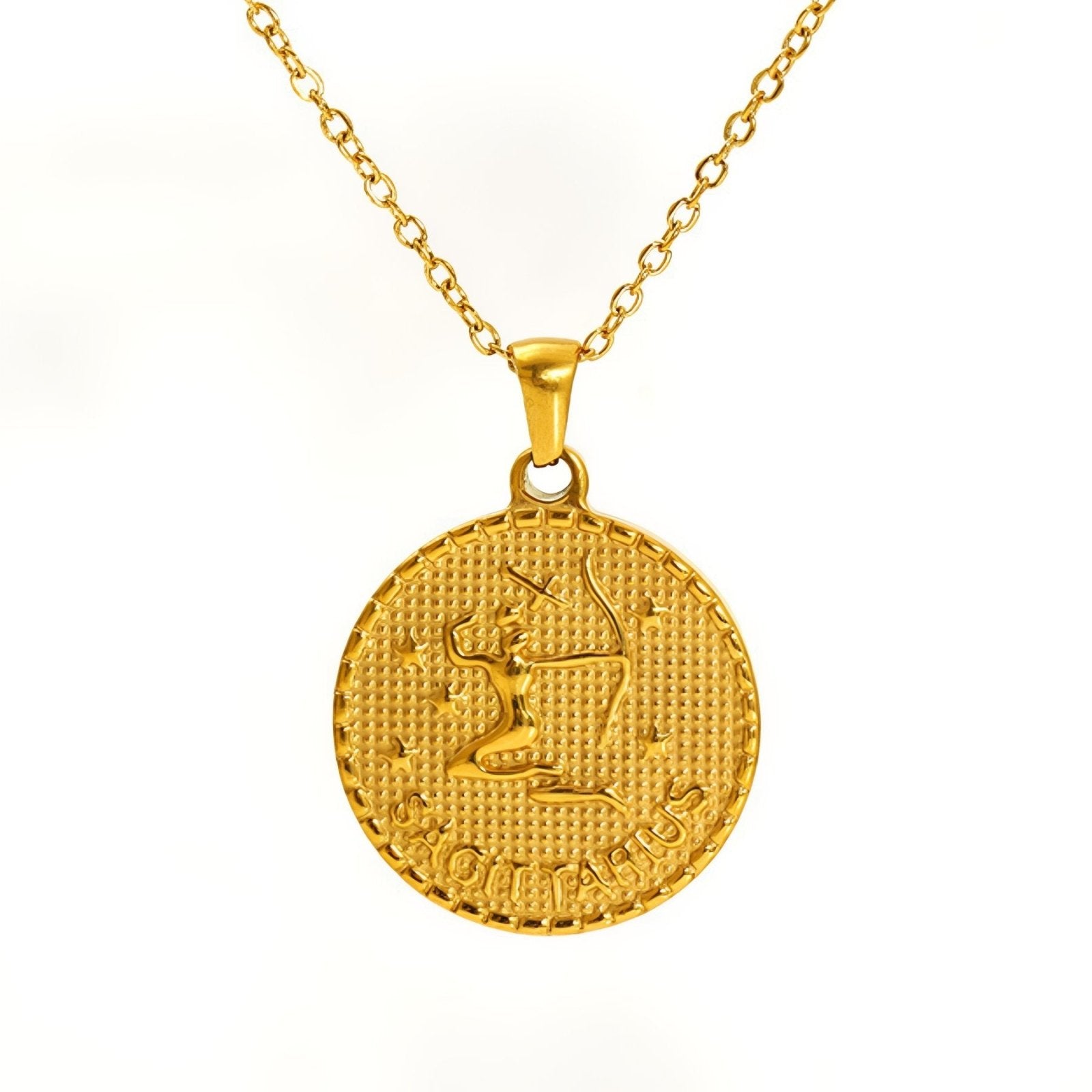 Collier signe astrologique personnalisé, pendentif en acier inoxydable plaqué or 18K avec symbole du zodiaque
