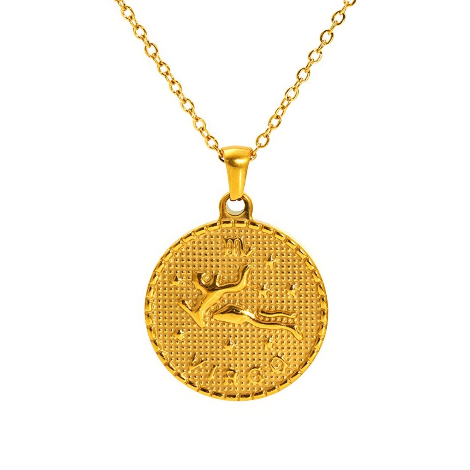 Collier signe astrologique personnalisé, pendentif en acier inoxydable plaqué or 18K avec symbole du zodiaque