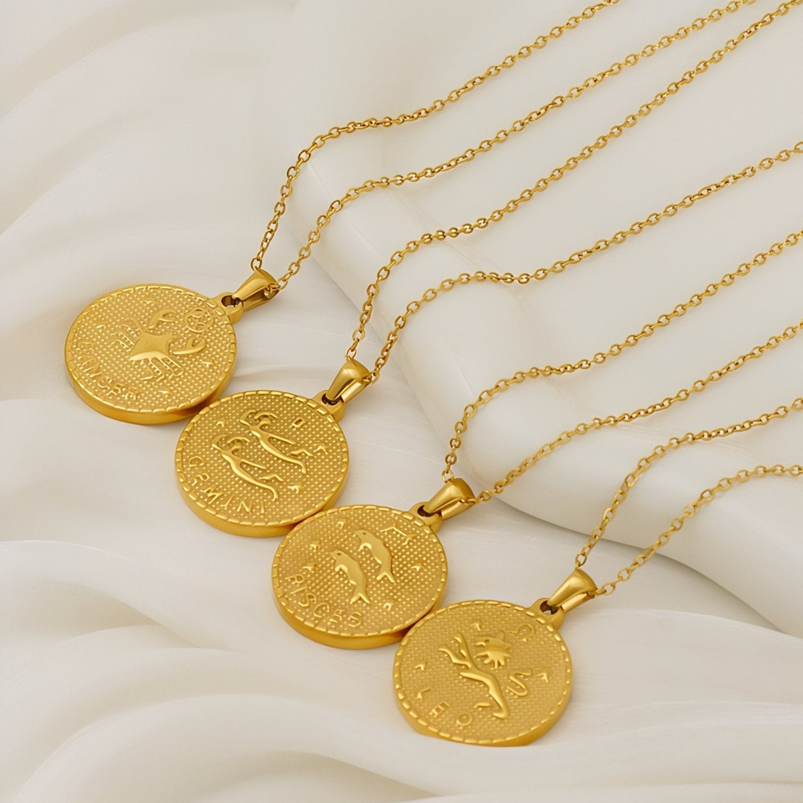 Collier signe astrologique personnalisé, pendentif en acier inoxydable plaqué or 18K avec symbole du zodiaque