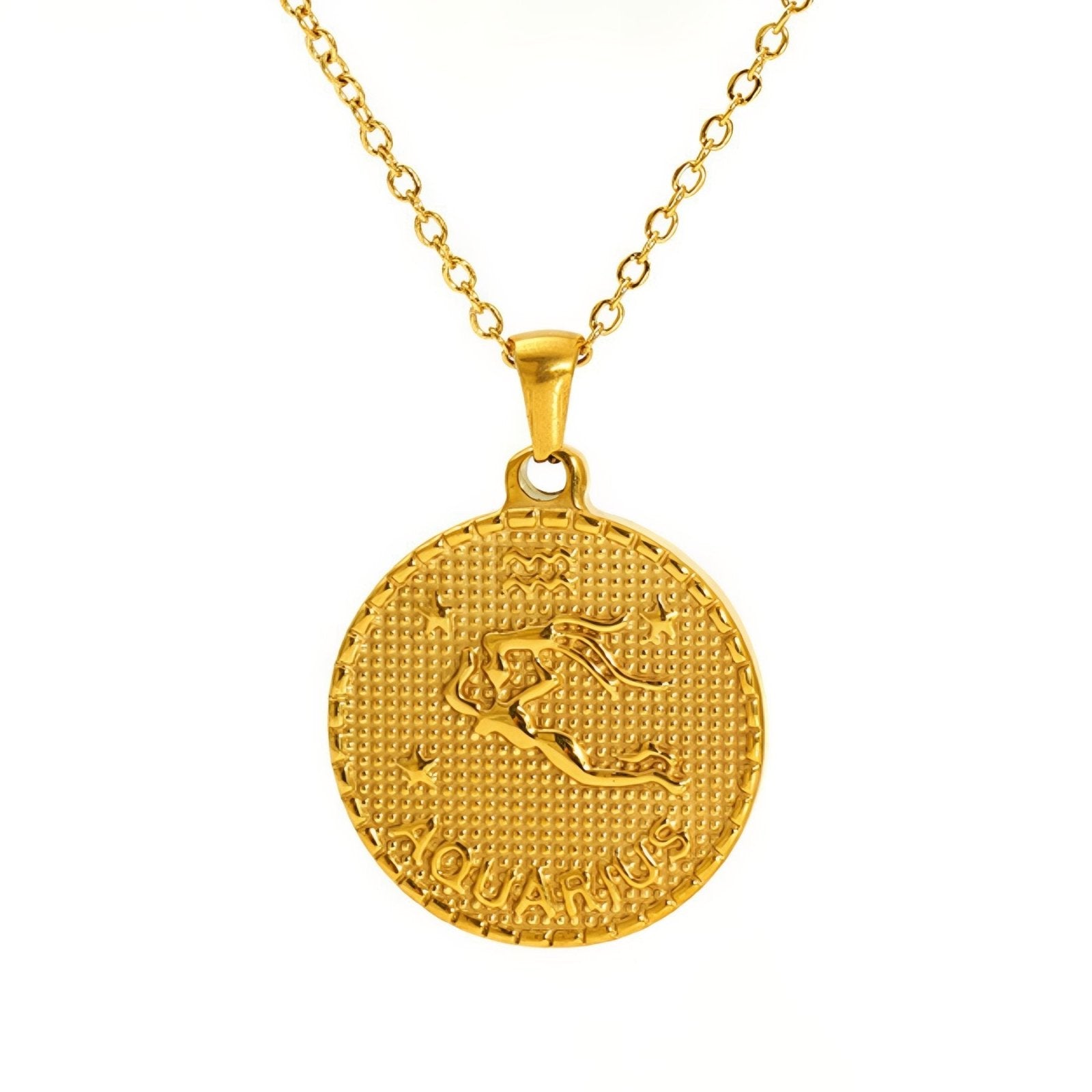 Collier signe astrologique personnalisé, pendentif en acier inoxydable plaqué or 18K avec symbole du zodiaque