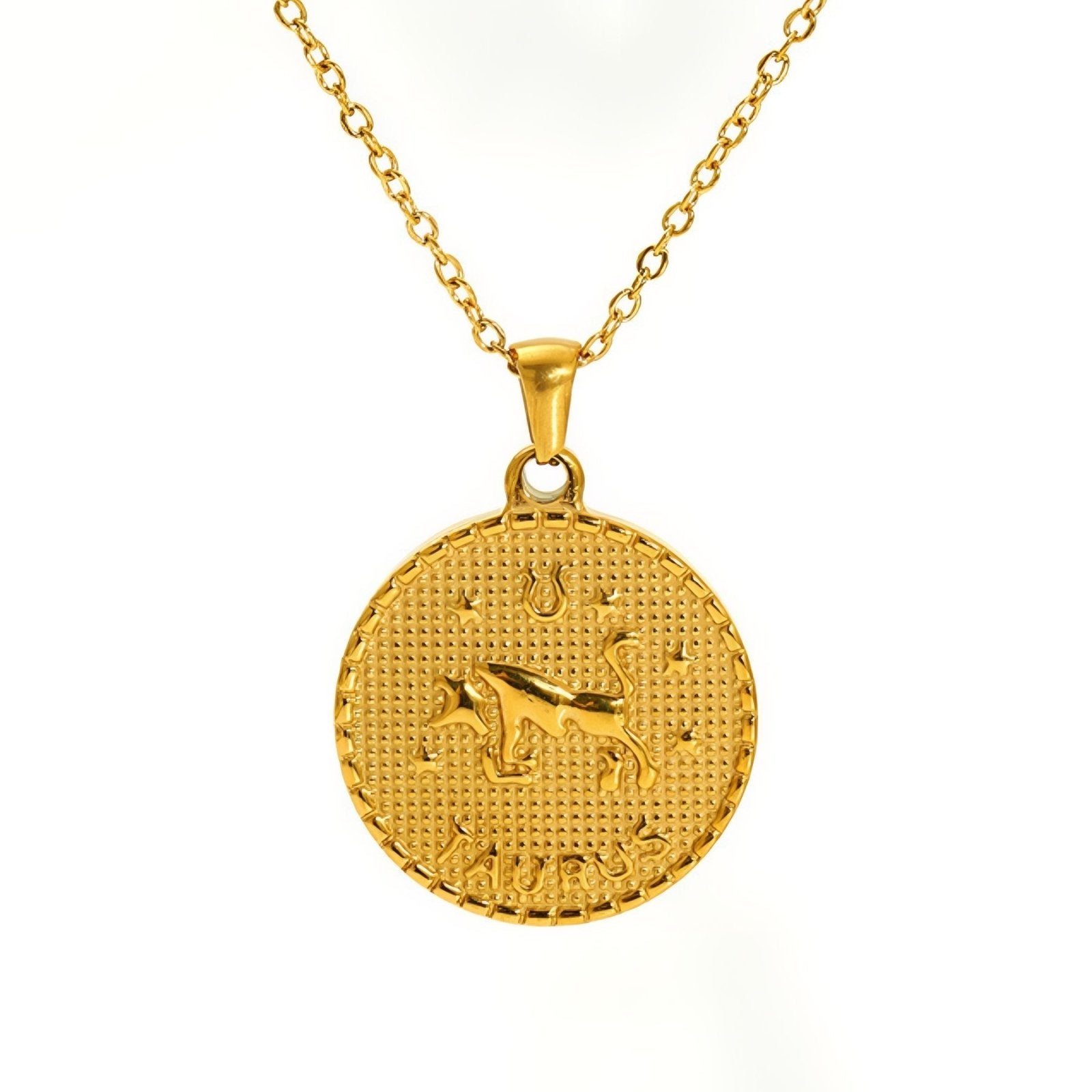 Collier signe astrologique personnalisé, pendentif en acier inoxydable plaqué or 18K avec symbole du zodiaque