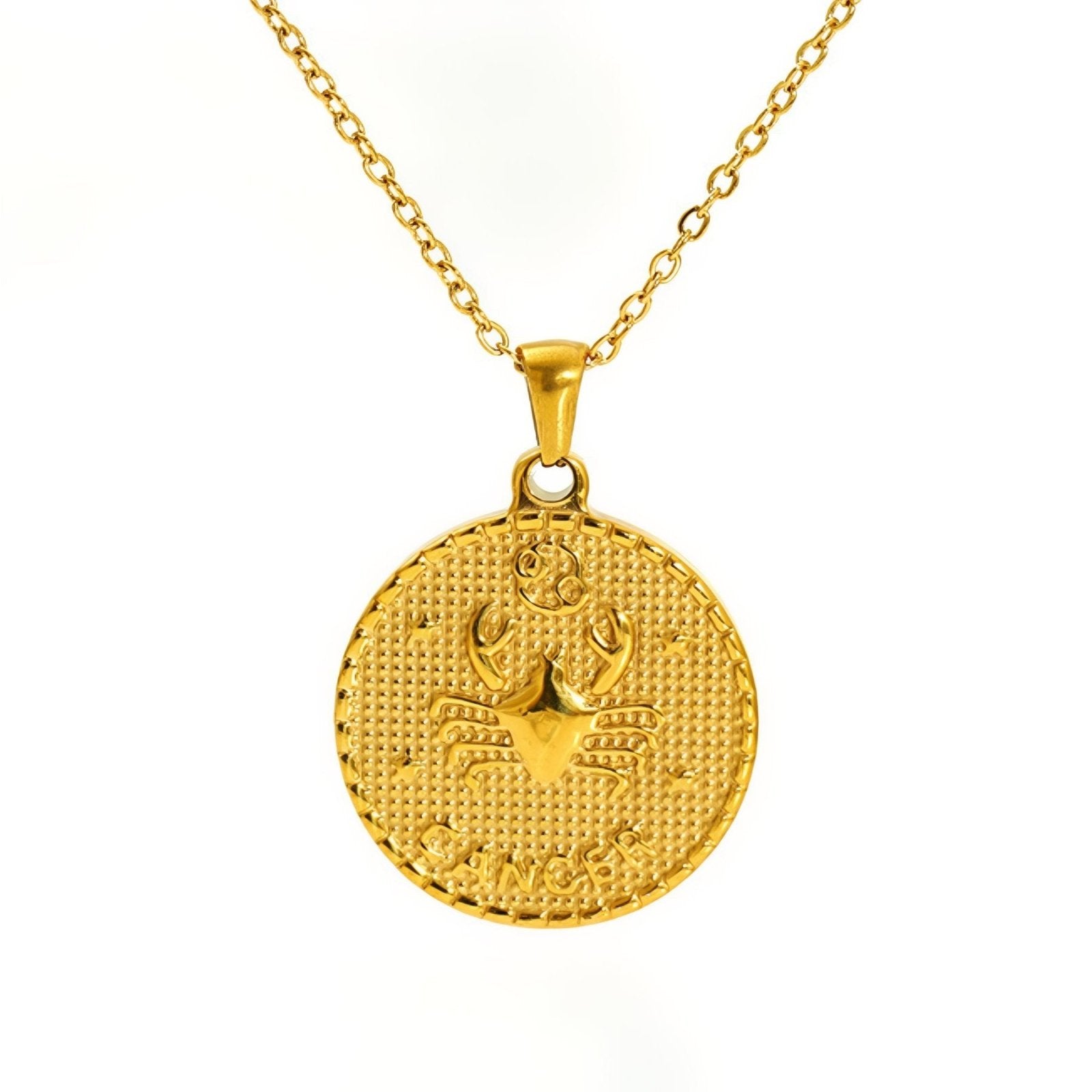 Collier signe astrologique personnalisé, pendentif en acier inoxydable plaqué or 18K avec symbole du zodiaque